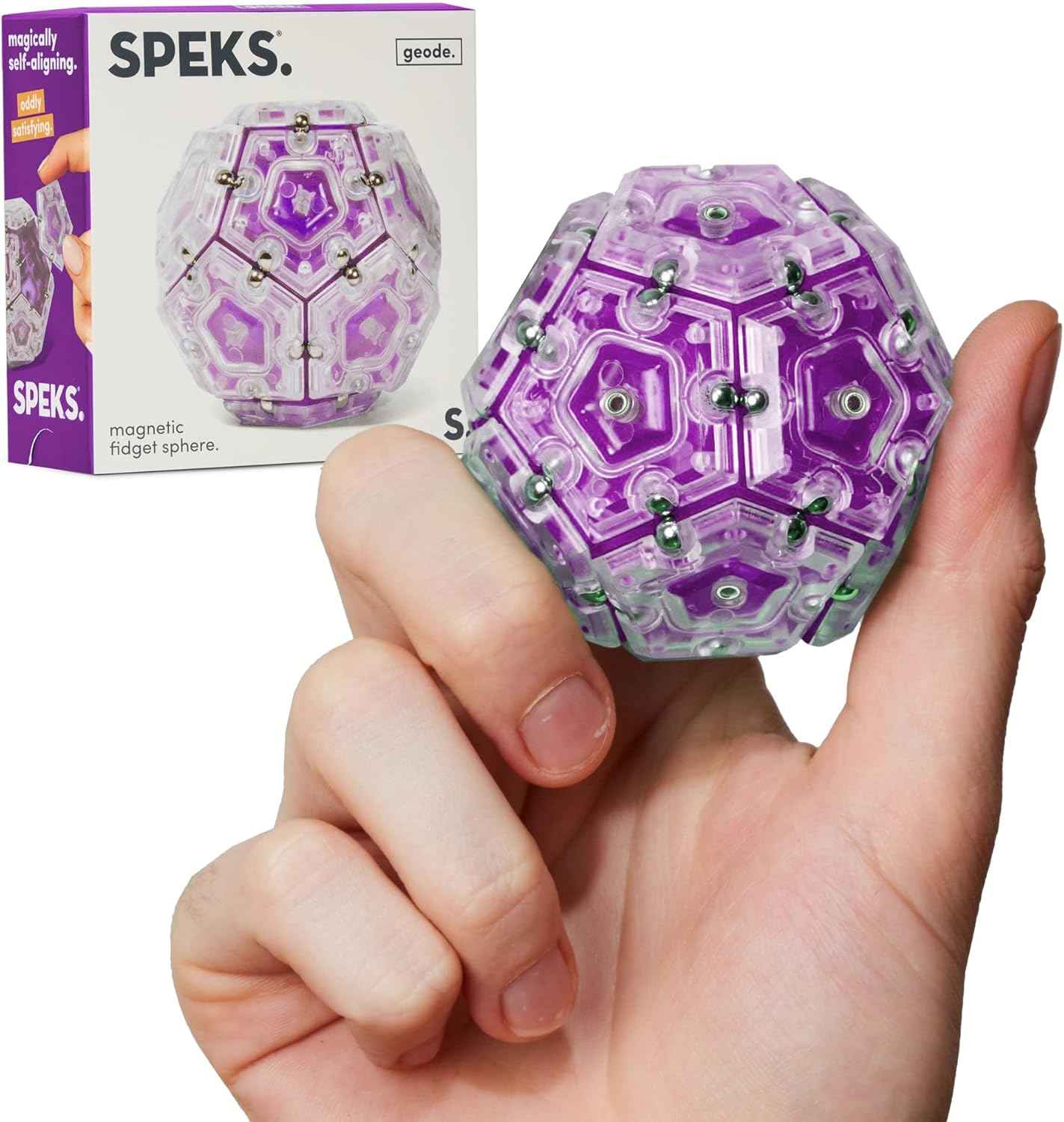 Speks Geode Magnetic Fidget Toy | Sensory Desk Toy for Adults & Teens 14+ | Stress Relief Gift | Sphere, Cool