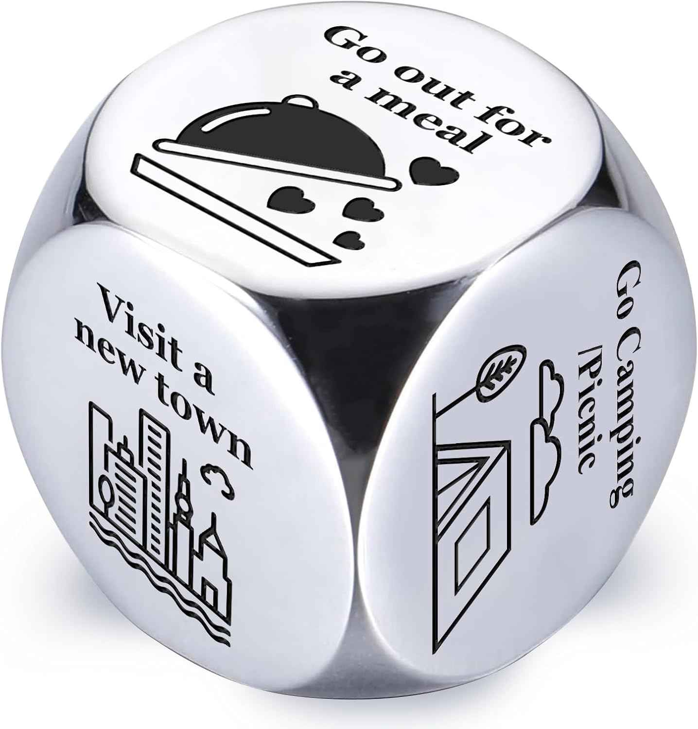 Valentines Day Gifts for Him Her: Steel Food Decision Dice Funny Gifts for Men Women Couple Girlfriend Boyfriend Husband Wife Anniversary Birthday Wedding Fathers Day Christmas Stocking Stuffers