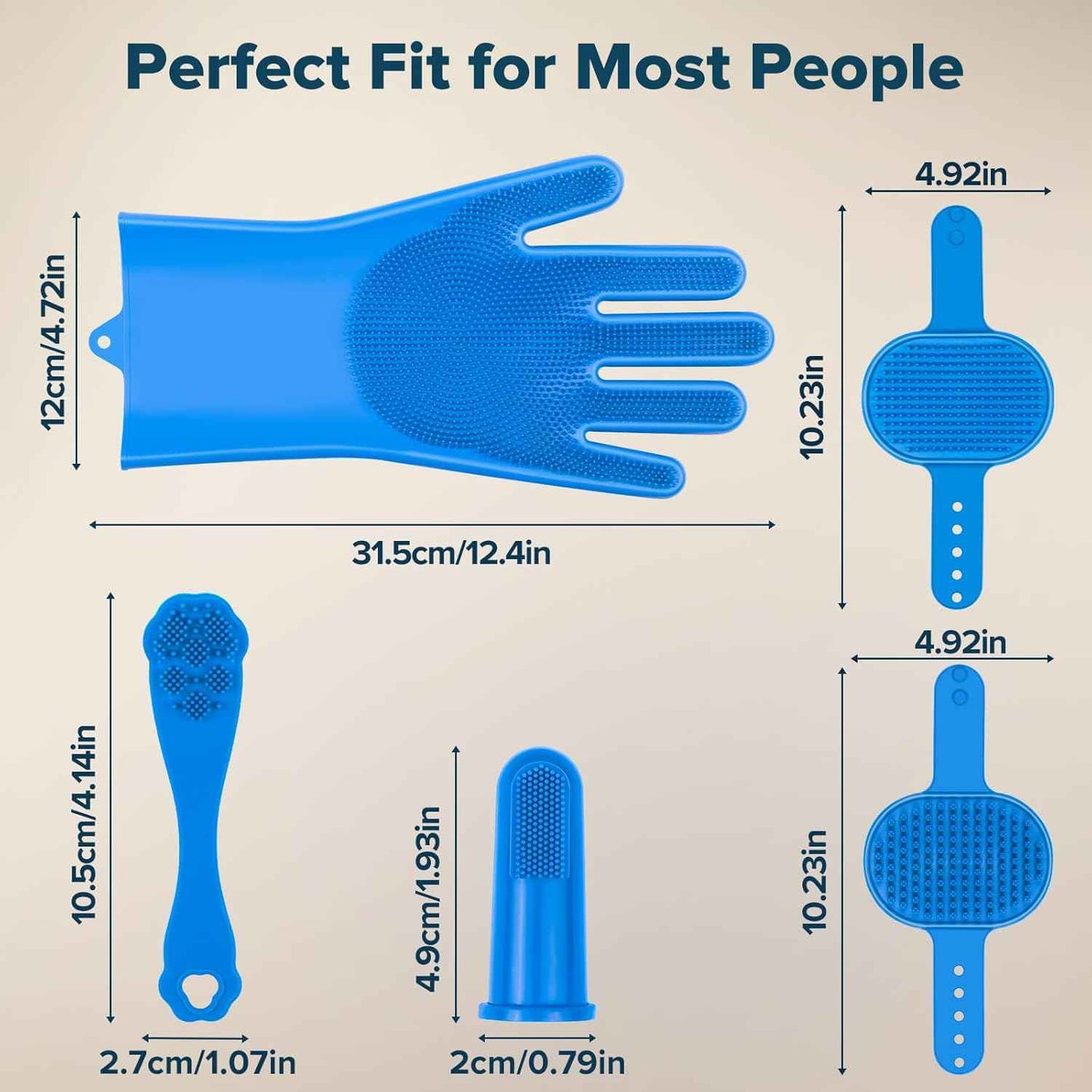 6PCS Pet Grooming Kit for Dogs,Cats and Horses | Dog Washing Gloves | Dog Bath Brush | Dog Bath Gloves | Dog Shampoo Brush | Pet Grooming Gloves | Dog Bath Supplies (Navy Blue)