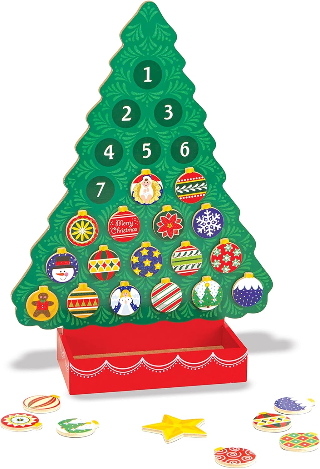 Melissa & Doug Countdown to Christmas Wooden Advent Calendar - Magnetic Tree, 25 Magnets