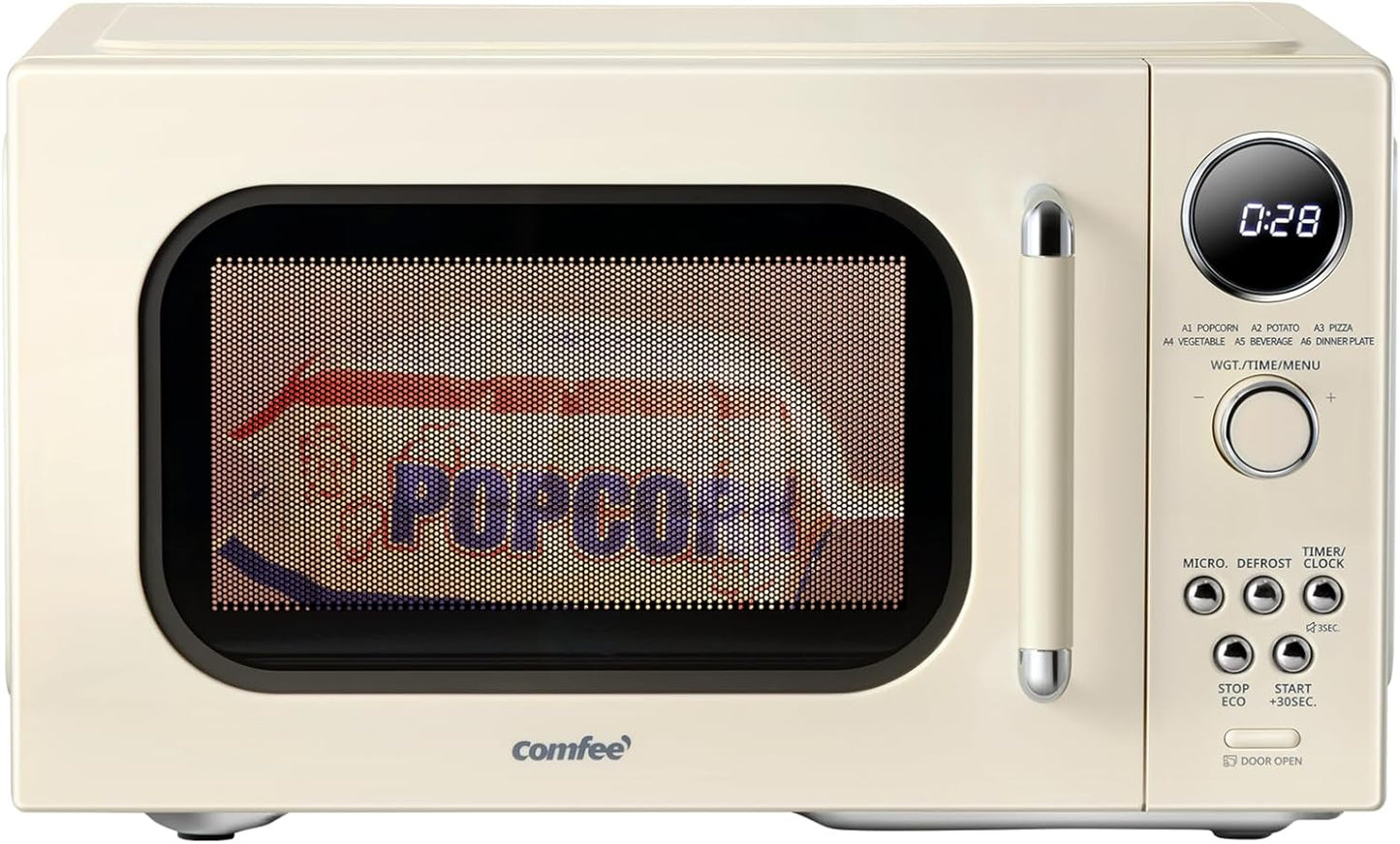 COMFEE' EM720CPL-PM Countertop Microwave Oven with Sound On/Off, ECO Mode and Easy One-Touch Buttons, 0.7 Cu Ft/700W, Pearl White