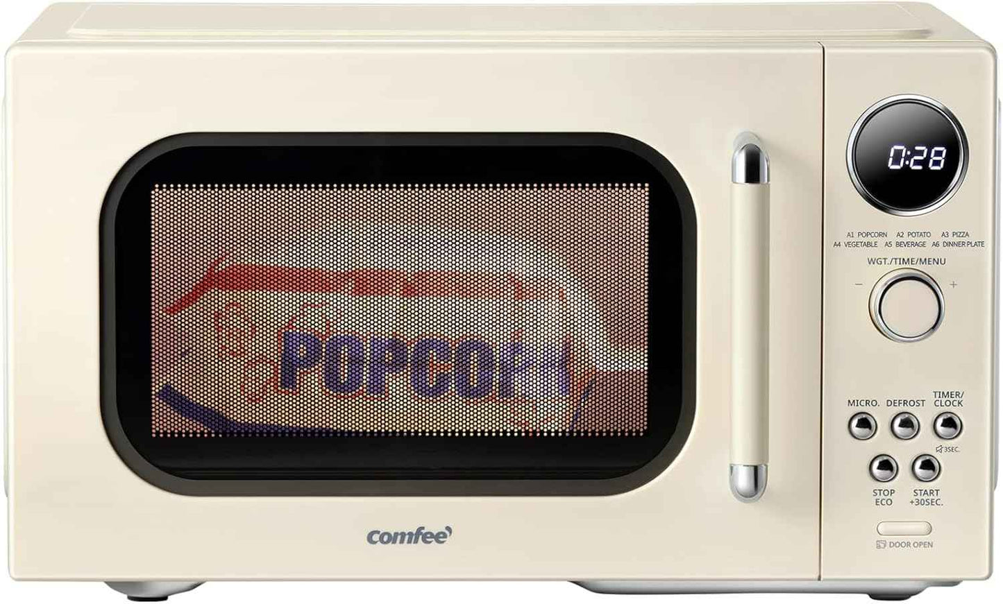 COMFEE' EM720CPL-PM Countertop Microwave Oven with Sound On/Off, ECO Mode and Easy One-Touch Buttons, 0.7 Cu Ft/700W, Pearl White
