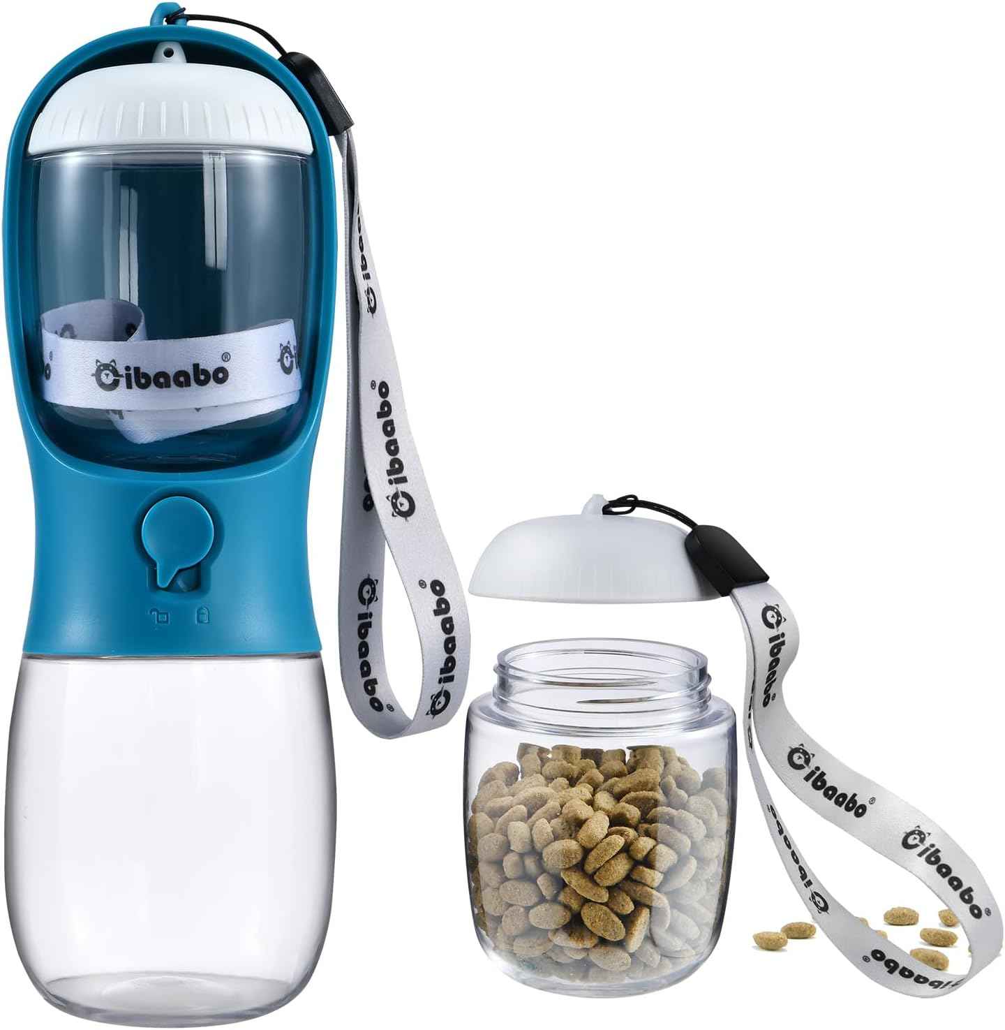 Dog Water Bottle with Food Container, Travel Puppy Water Bowl, Portable Pet Dispenser, Dog Gift Stuff Accessories Items, Puppy Essentials Necessities for Yorkie Cat Walking and Hiking