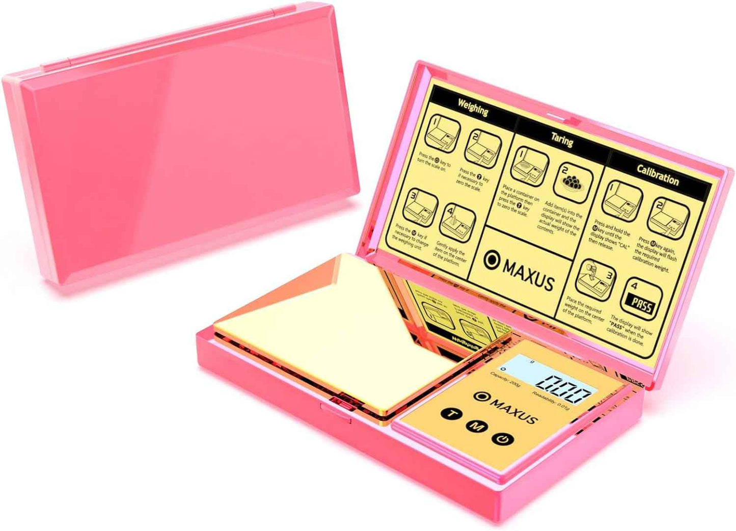 MAXUS Digital Pocket Gram Scale 500g x 0.01g High Precision with Tray, Weighs Small Food, Jewelry, Ounces, Grains, LCD Display, Tare Function