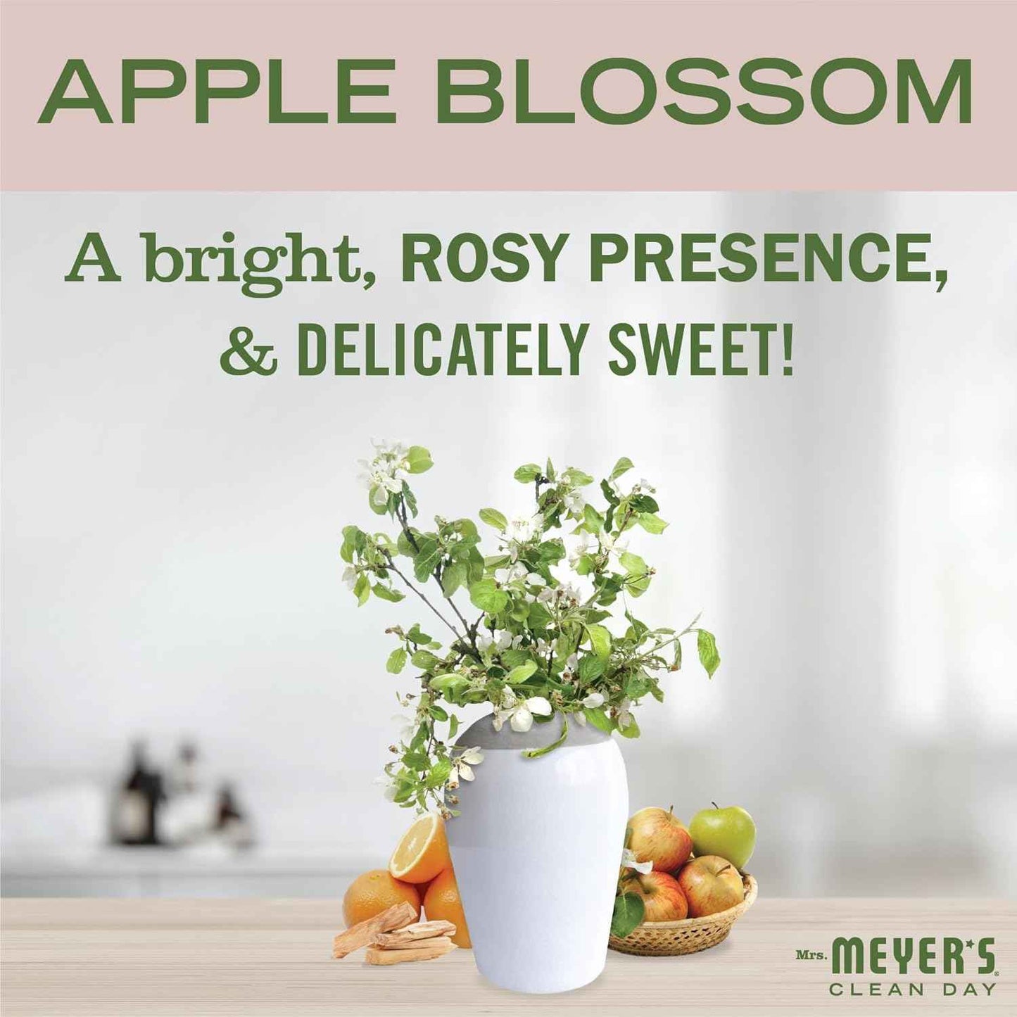 Mrs. Meyer's Apple Blossom Vinegar Gel Cleaning Spray, 16 Fl Oz, No-Rinse Formula, Bathroom Use