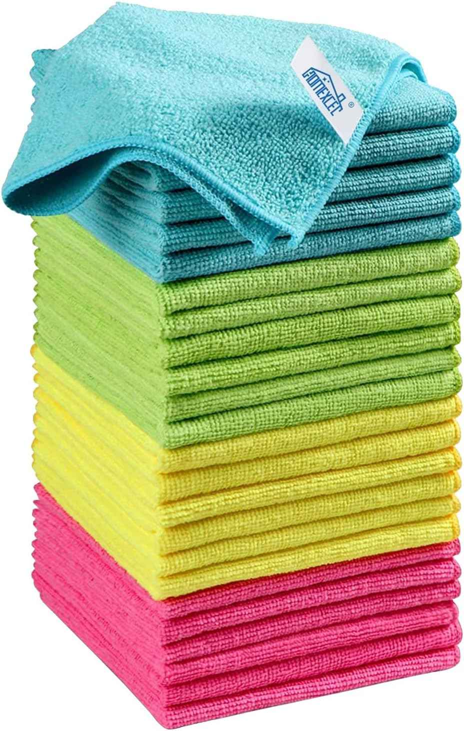 HOMEXCEL Microfiber Cleaning Cloth, Kitchen Towels 12 Pack, Lint Free, Scratch-Free, Highly Absorbent, Reusable Dish Towels for Kitchen and Household