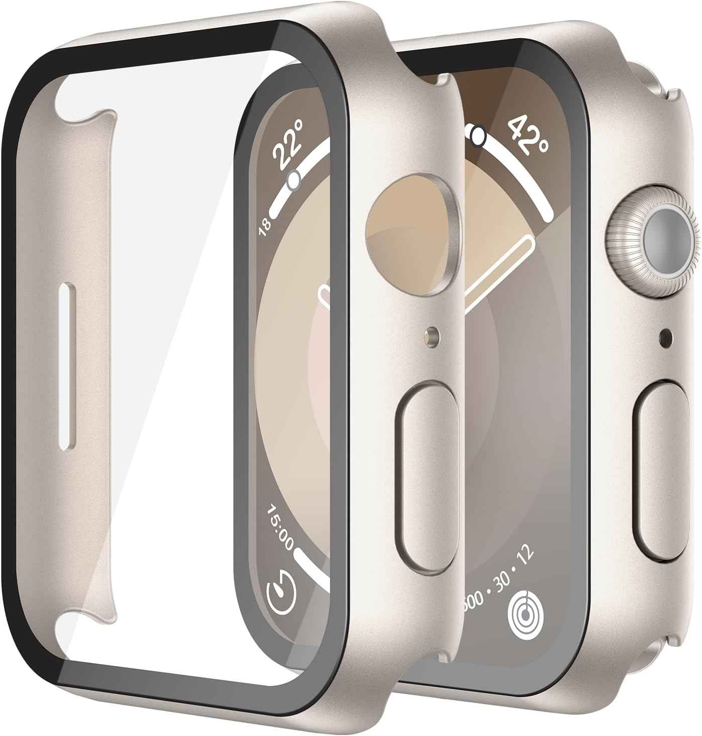 Misxi 2 Pack Tempered Glass Case Compatible for Apple Watch Series 11 (2025) Series 10 46mm, Screen Protector Cover for iWatch, Black