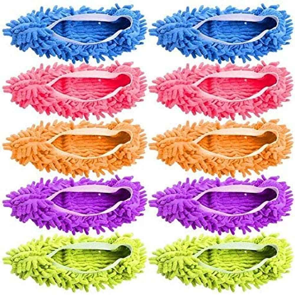 Mop Slippers Shoes 5 Pairs (10 Pieces) - Microfiber Cleaning House Mop Slippers Floor Cleaning Tools Shoe Cover Soft Washable Reusable Microfiber Foot Socks Floor Cleaning Tools Shoe Cover