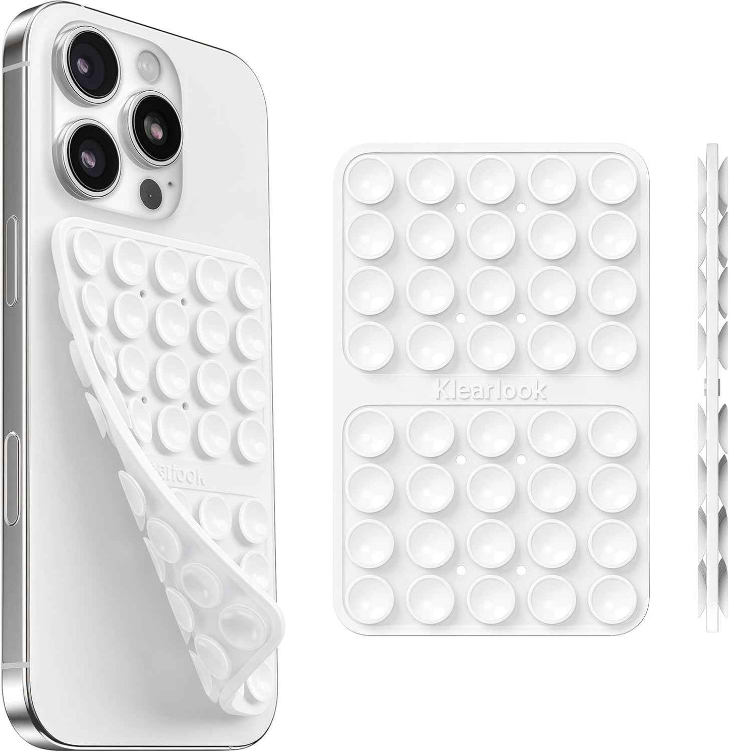 Klearlook Silicone Double-Sided Suction Cup Phone Case Detachable Mount, Sticky Phone Grip with Higher Suction Power for iPhone, Hands-Free Phone Accessories Holder for Selfies and Videos, Light Pink