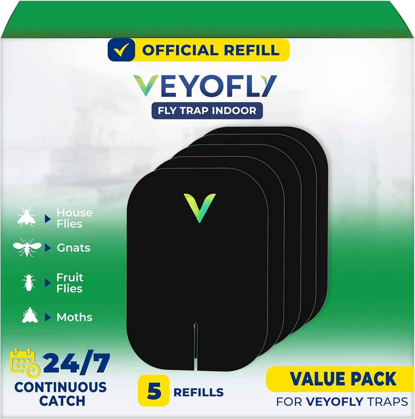 VEYOFLY Fly Trap Indoor, Fruit Fly Traps for Indoors Flying Insect (2 Device + 6 Refills) Gnat Traps for House Indoor, Bug Zapper Indoor, Gnat Killer Catcher & Fruit Fly Killer Light Plug in