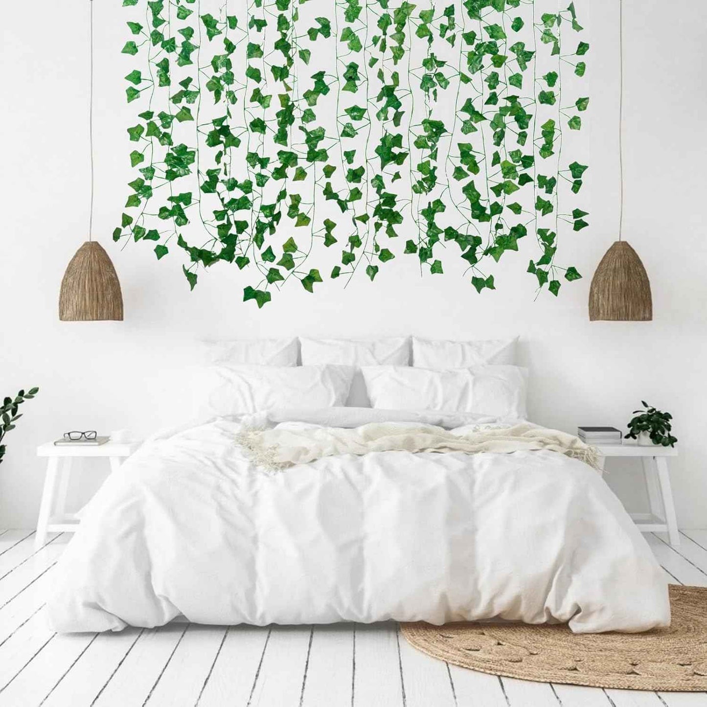 Fake Vines for Room Decor(12 Pack 84 Feet) Aesthetic Artificial Plant Ivy Leaves Hanging Greenery Garlands for Home Bedroom Wall Wedding Christmas Party Office Patio Outdoor Garden DΓ©cor