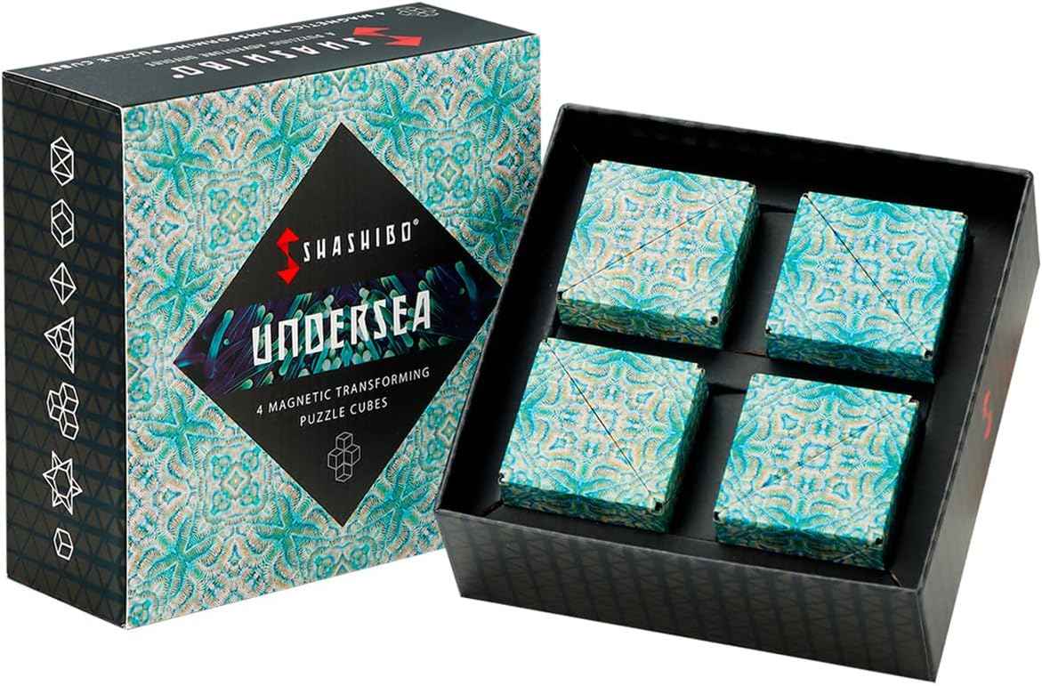 Shashibo Shape Shifting Box - Award-Winning Fidget Toy w/ 36 Rare Earth Magnets - Fidget Cube Transforms Into Over 70 Shapes, Sensory Toy Gift for Kids, Teens, and Adults (Spaced Out)