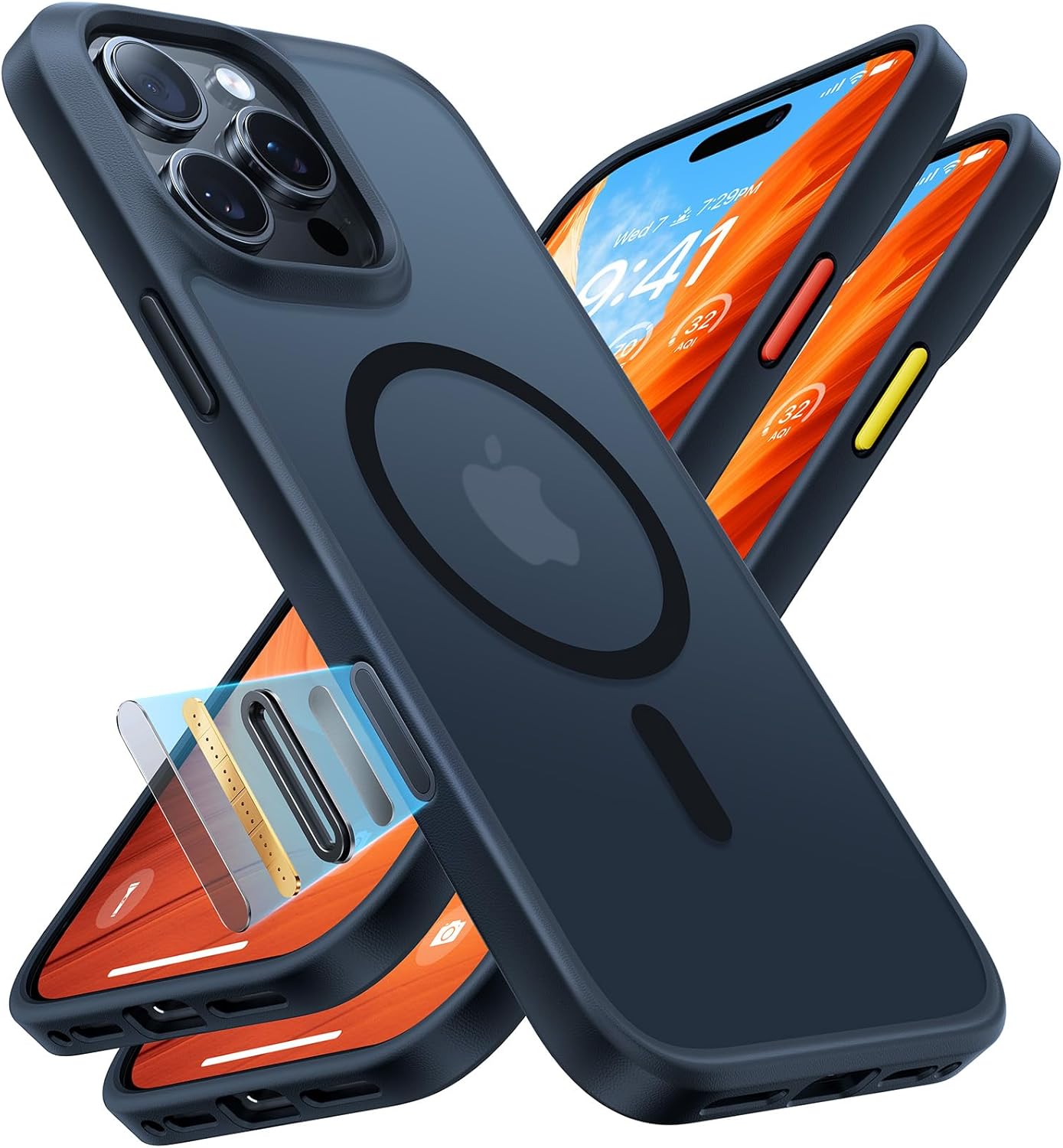 TORRAS Stronger Magnetic & Shockproof for iPhone 17 Pro Max Case, Fit for MagSafe, Military Grade Drop Protection, Camera Control, DIY Button, Slim for iPhone 17 Pro Max Case Translucent Deep Blue - Rayz Mart