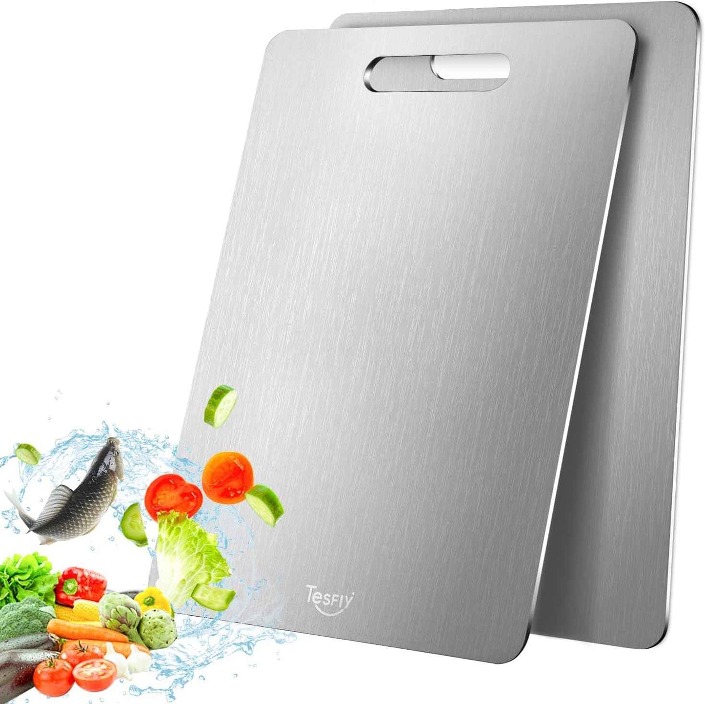 3 Pack Titanium Cutting Board - 100% Pure Titanium Cutting Boards For Kitche,Easy to clean, Double-sided food-grade Cutting Board For Meats, Fruits And Vegetables (M+L+XL)