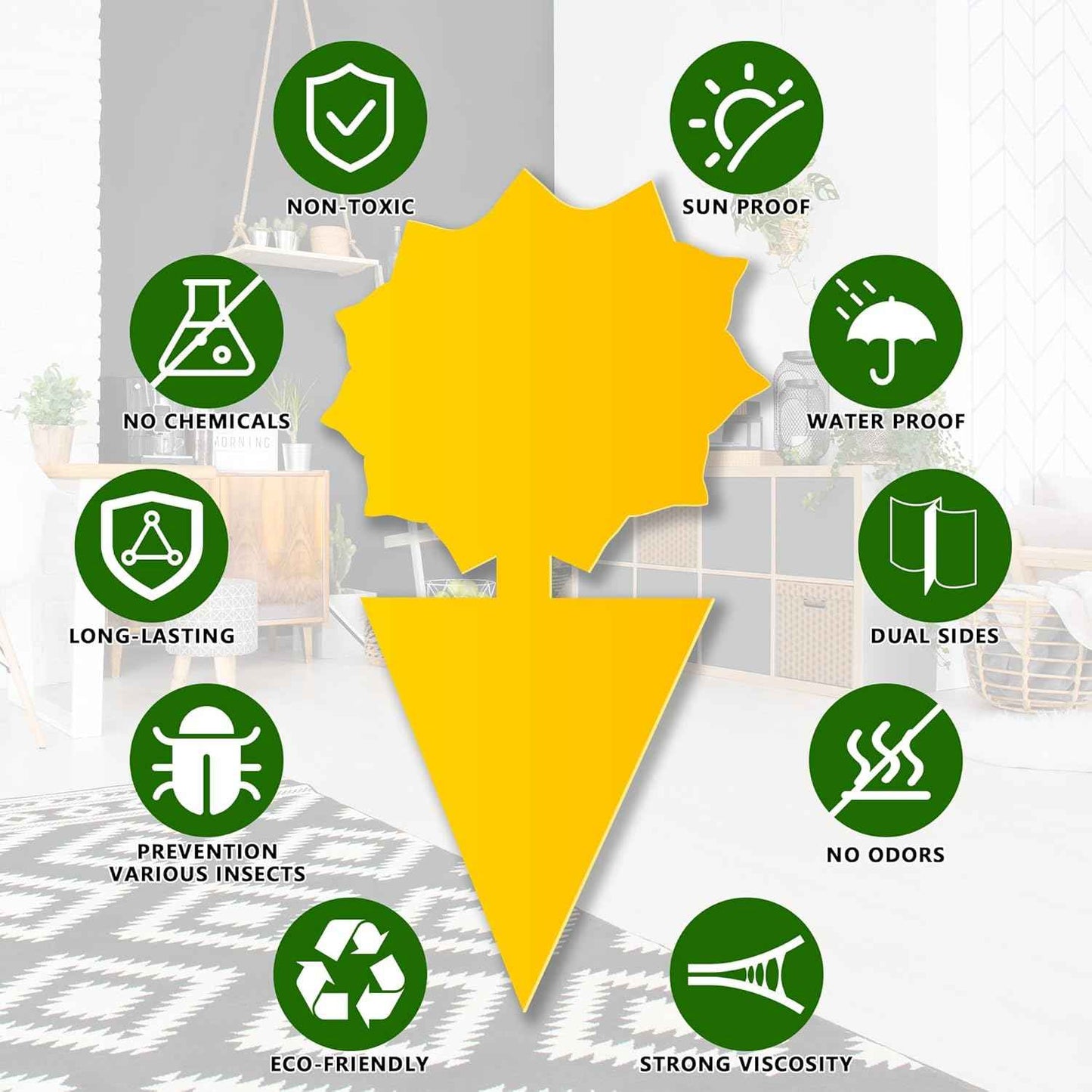 Landisun Fruit Fly Traps 48PCS Fungus Gnat-Traps for Indoor-Outdoor Yellow Fruit-Fly Sticky-Trap Plants Flying Bug Insects Traps