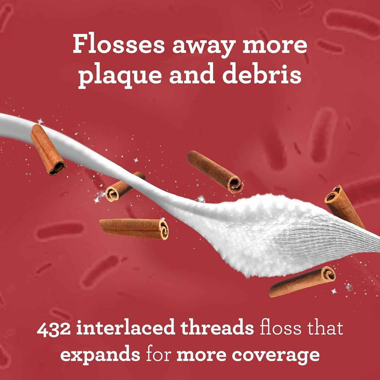 GuruNanda Expandable Waxed Dental Floss for Gentle, Deep Cleaning Wide Teeth Flossing - Cinnamon Flavor - 55 Yards