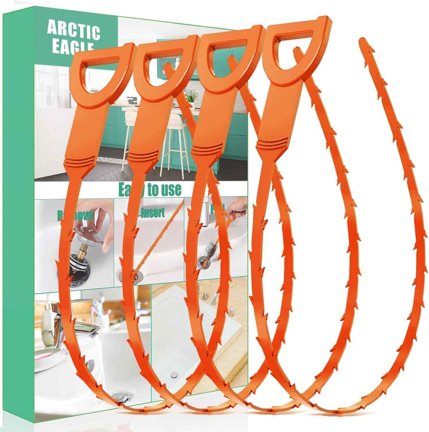 Drain Snake Hair Drain Clog Remover - 3 Pack Shower Snake Sink Unclogger Tool with Exquisite Packaging