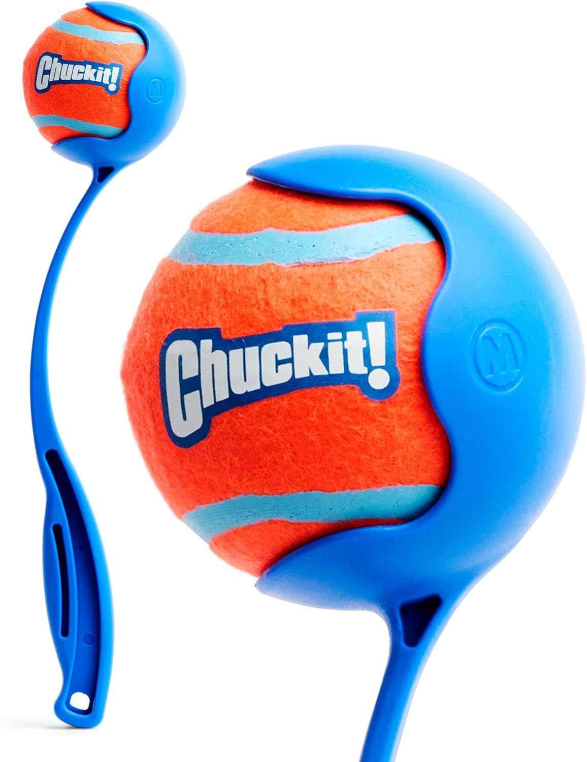 Chuckit! Dog Ball Launcher 12M Sport with 12" Handle Length for Medium (2.5" Dog Balls), Plastic Pet Fetch Ball Thrower, For Dogs 20-60 Pounds, Made in USA, Blue