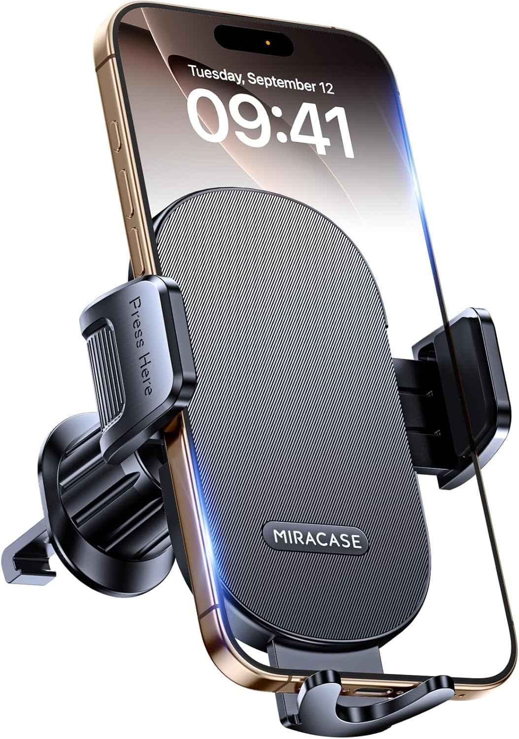 Miracase Phone Holders for Your Car with Metal Hook Clip, Air Vent Cell Phone Stand Car Mount, Universal Automobile Cradle for Garmin GPS Fit iPhone Android and All Smartphones, Dark Black