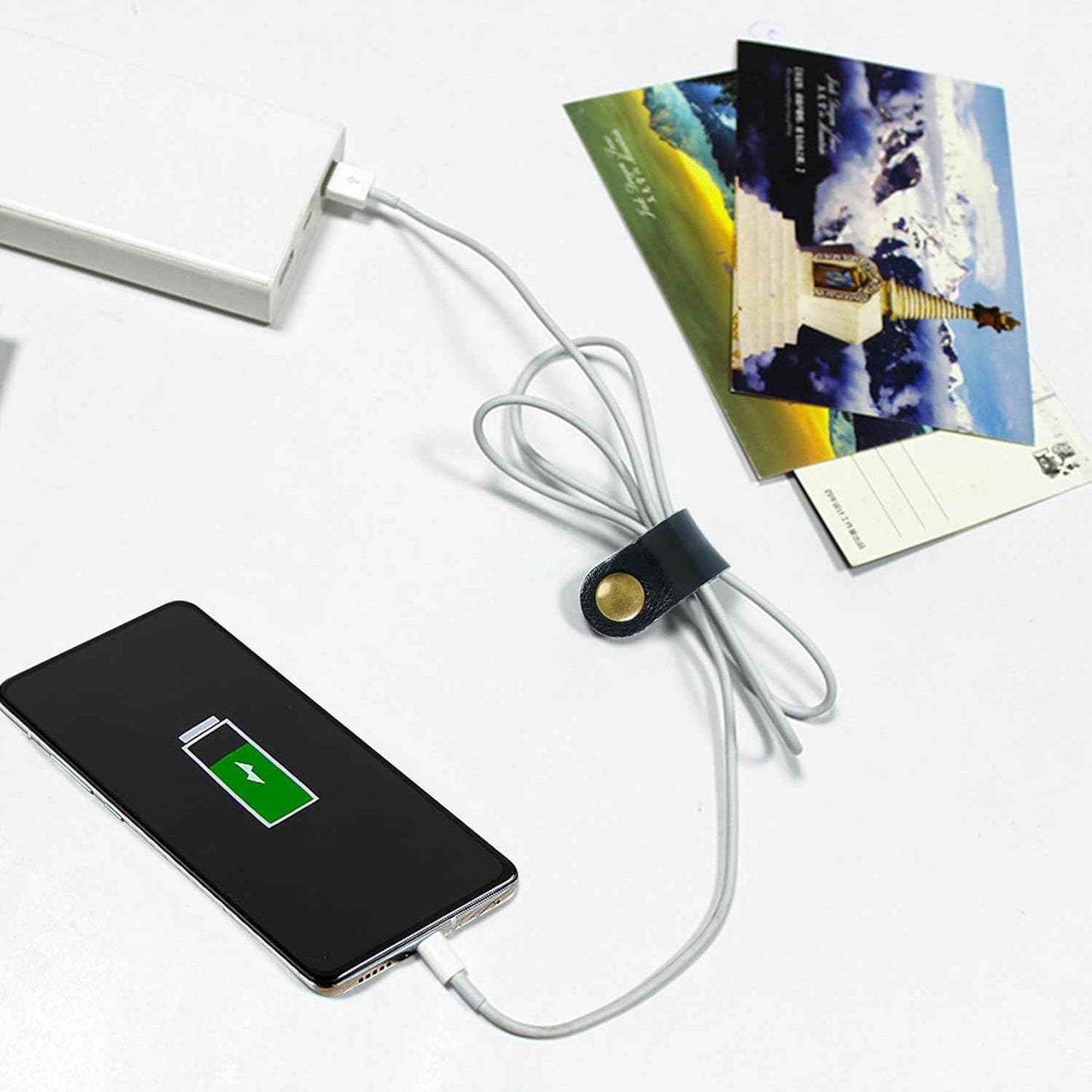 25Pcs Leather Headphone Cord Organizer Straps, Cable Holder Management for Organizing Portable Cable Earphone Wires, Stocking Stuffers Gifts for Men