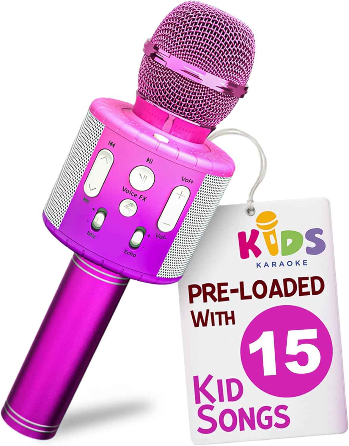 Move2Play, Kids Karaoke Microphone | Includes Pre-Loaded Songs & Bluetooth | Kids Birthday Party Gift | Toy for All Ages 2, 3, 4, 5, 6+ Year Old Girls, Boys & Toddlers