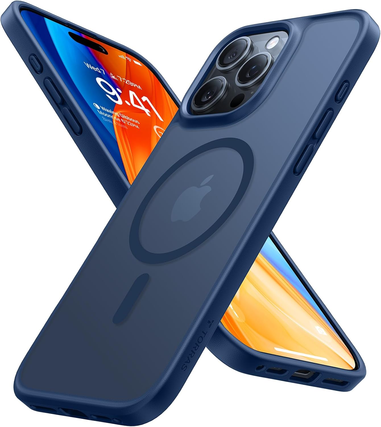 TORRAS Stronger Magnetic & Shockproof for iPhone 17 Pro Max Case, Fit for MagSafe, Military Grade Drop Protection, Camera Control, DIY Button, Slim for iPhone 17 Pro Max Case Translucent Deep Blue - Rayz Mart