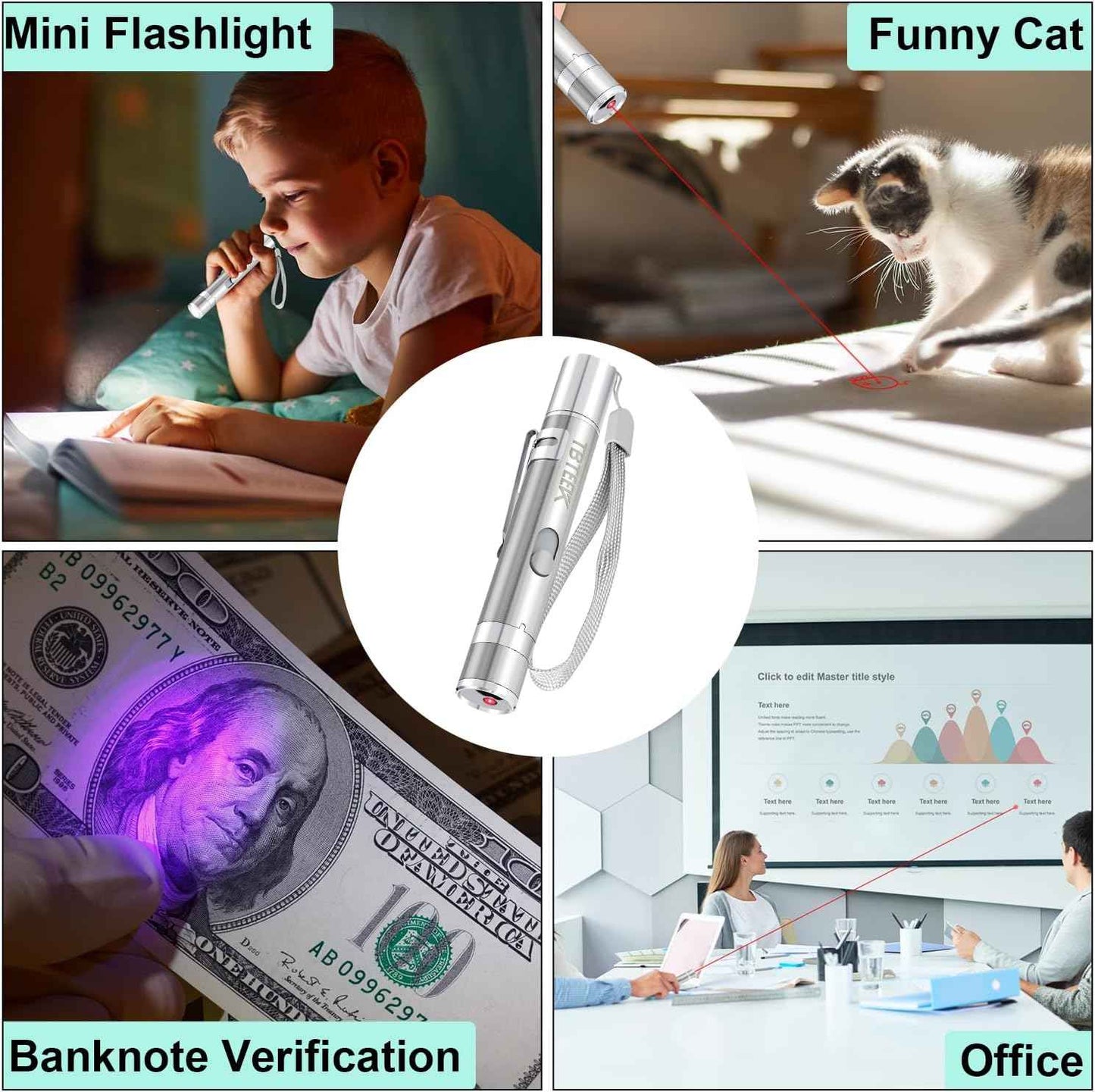 TBTeek Cat Toys, Rechargeable, 3 Light Modes & 5 Fun Patterns, Portable Interactive Kitten Pet Dog Cat Mouse Toy for Fun Chase Play Exercise