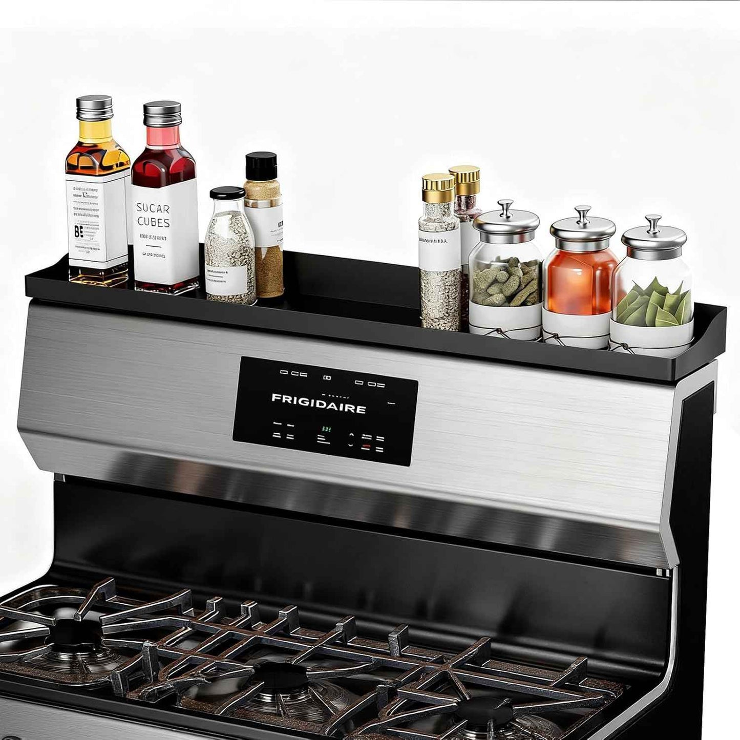 30 Inch Silicone Stove Top Shelf Magnetic for Kitchen Gadgets, Soft Flexible Strong Magnetic Heat Resistant Spice Rack Kitchen Organizer for Over Stove