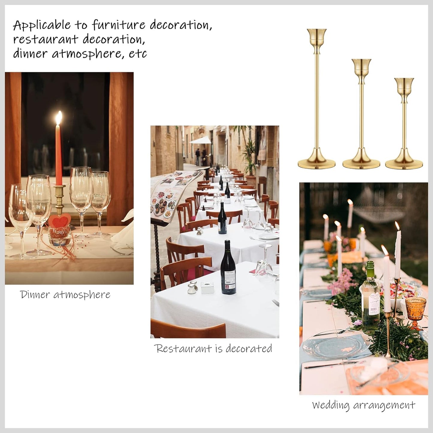 Candlestick Holders,Taper Candle Holder for Candlesticks Gold Brass Vintage Candle Stick Candle Holders Candelabra Candle Holder for Fireplace Party Dining Home