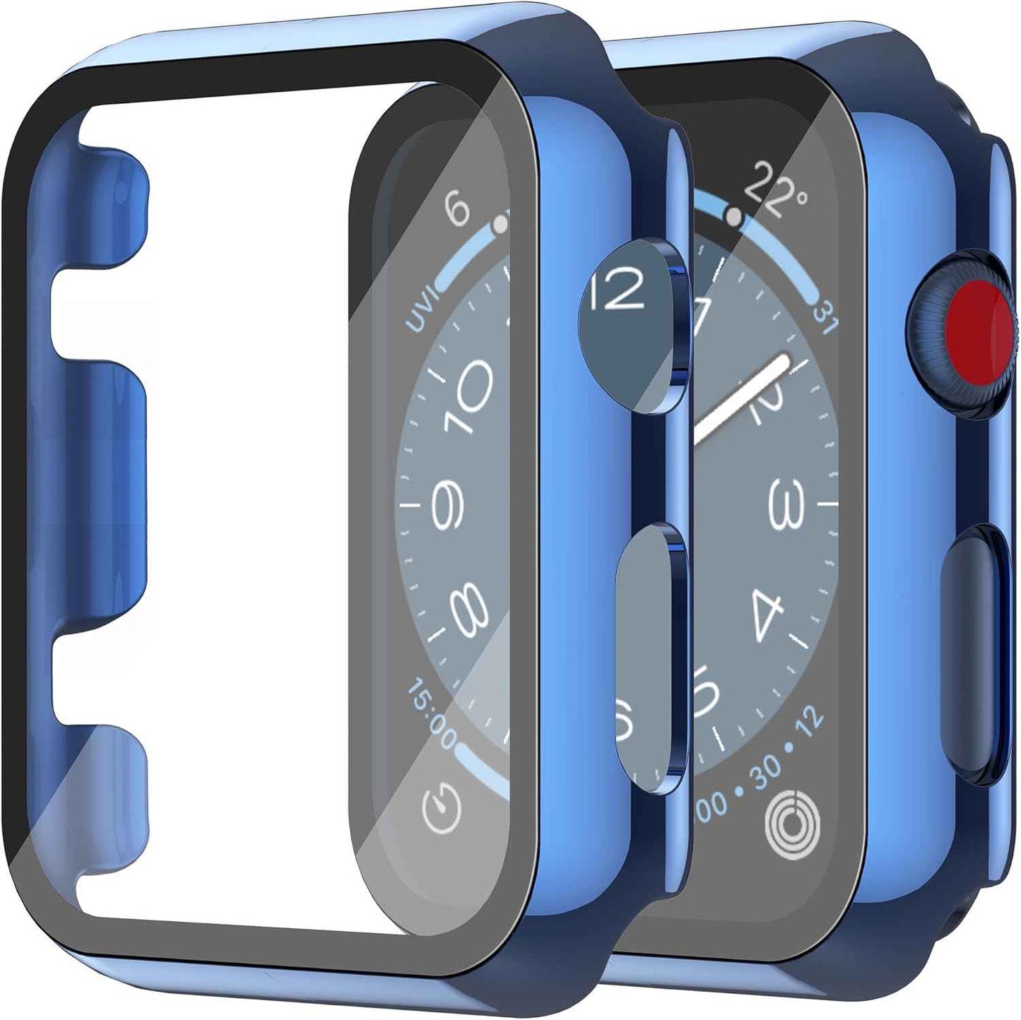 Misxi 2 Pack Tempered Glass Case Compatible for Apple Watch Series 11 (2025) Series 10 46mm, Screen Protector Cover for iWatch, Black