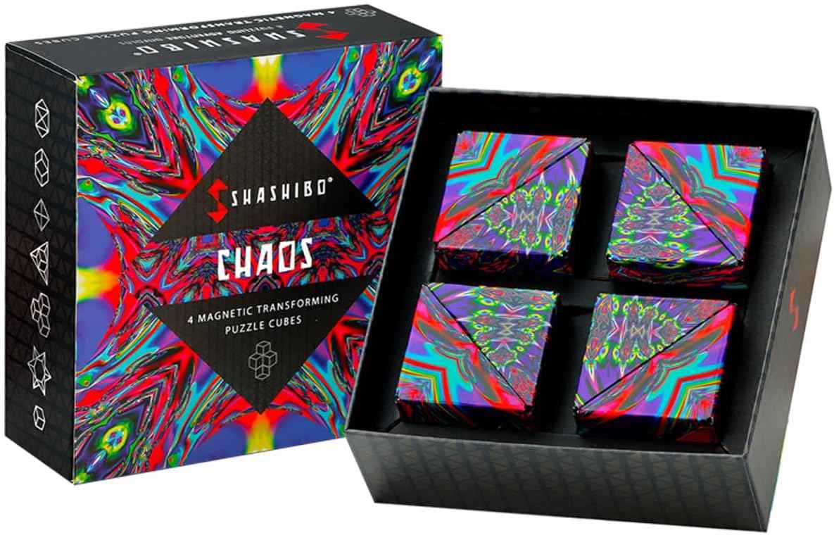 Shashibo Shape Shifting Box - Award-Winning Fidget Toy w/ 36 Rare Earth Magnets - Fidget Cube Transforms Into Over 70 Shapes, Sensory Toy Gift for Kids, Teens, and Adults (Spaced Out)