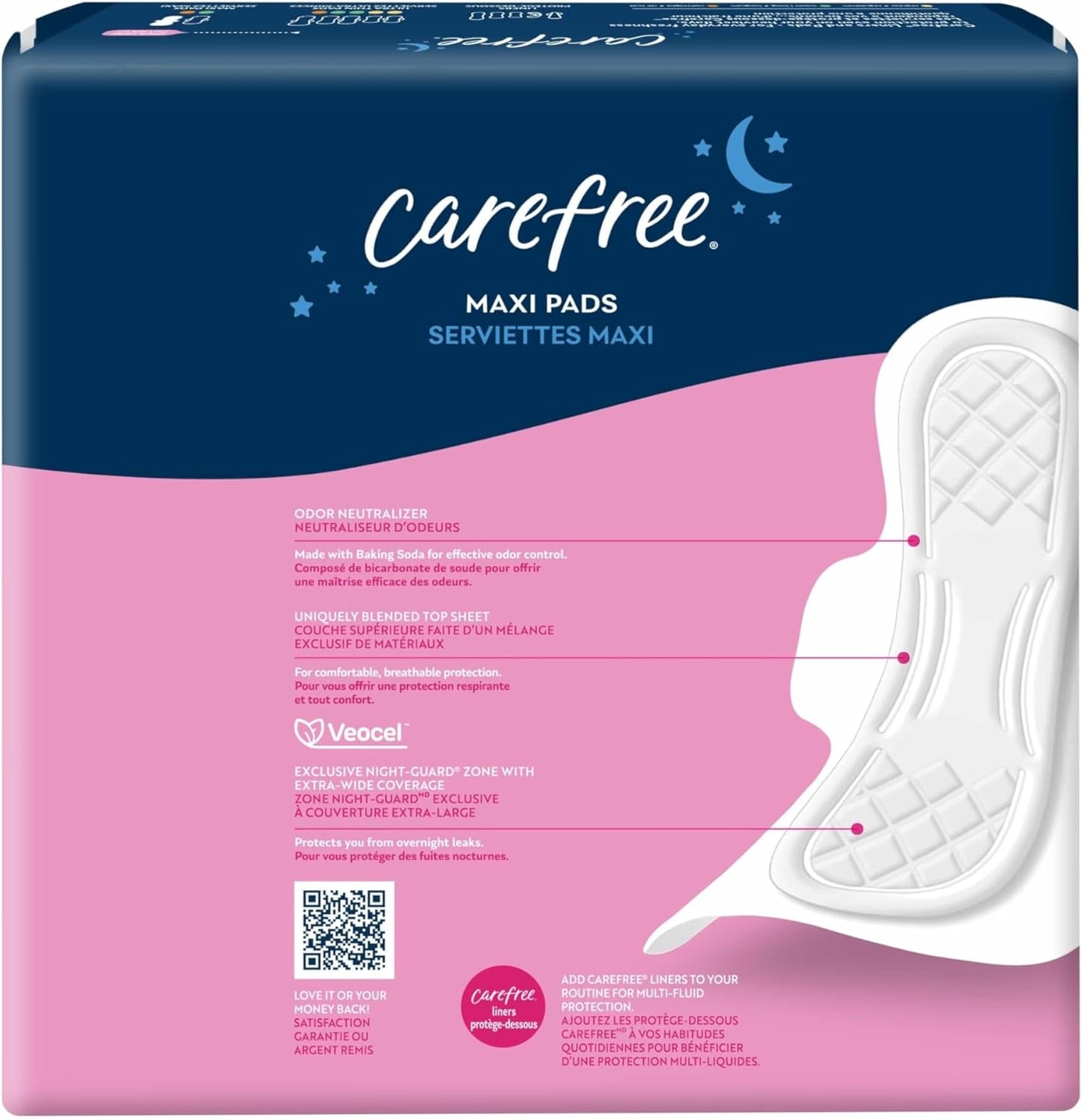 Carefree Maxi Pads for Women, Overnight Pads with Wings, 28ct | Carefree Pads, Feminine Care, Period Pads & Postpartum Pads | 28ct (Pack of 1)