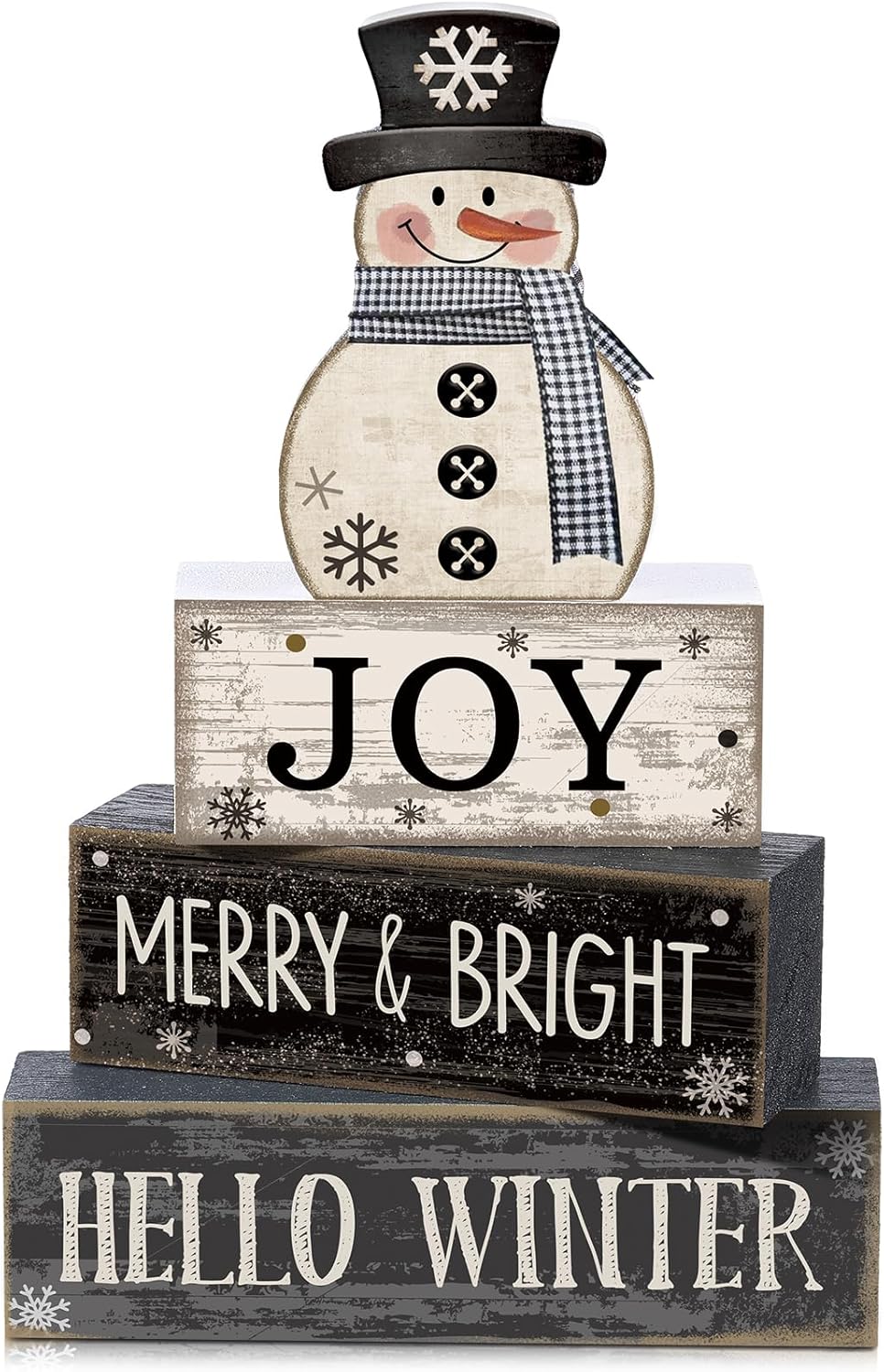 4 Pcs Christmas Table Decoration Wooden Santa Claus Decor Christmas Tiered Tray Decor Decorative Santa Claus Elk Block Sign Gift Farmhouse Xmas Table Centerpiece for Home Kitchen Shelf