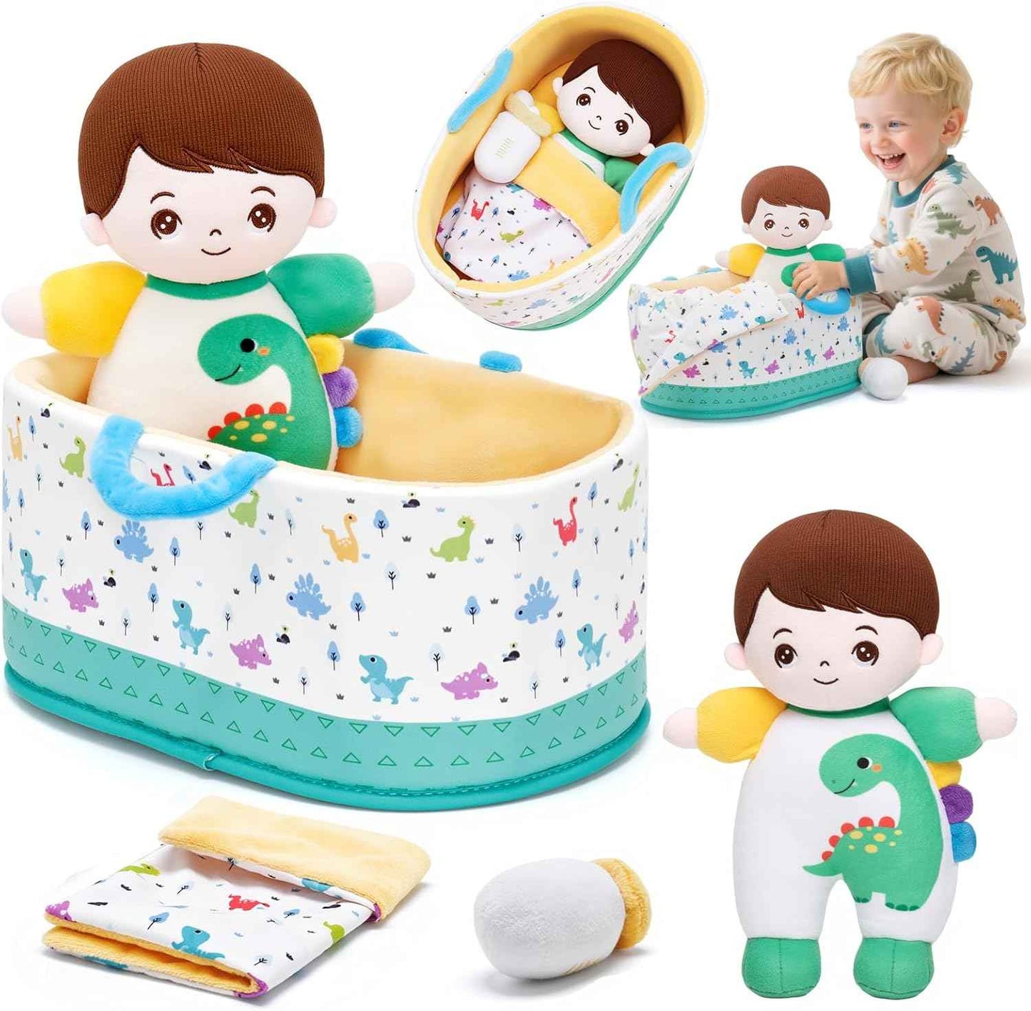 OUOZZZ Soft Baby Doll for 1+ Year Old Girl Gifts - Toys for 1+ Year Old Girl Birthday Christmas Plush Gifts for Toddler Adorable First Doll Tulip Pink 10"