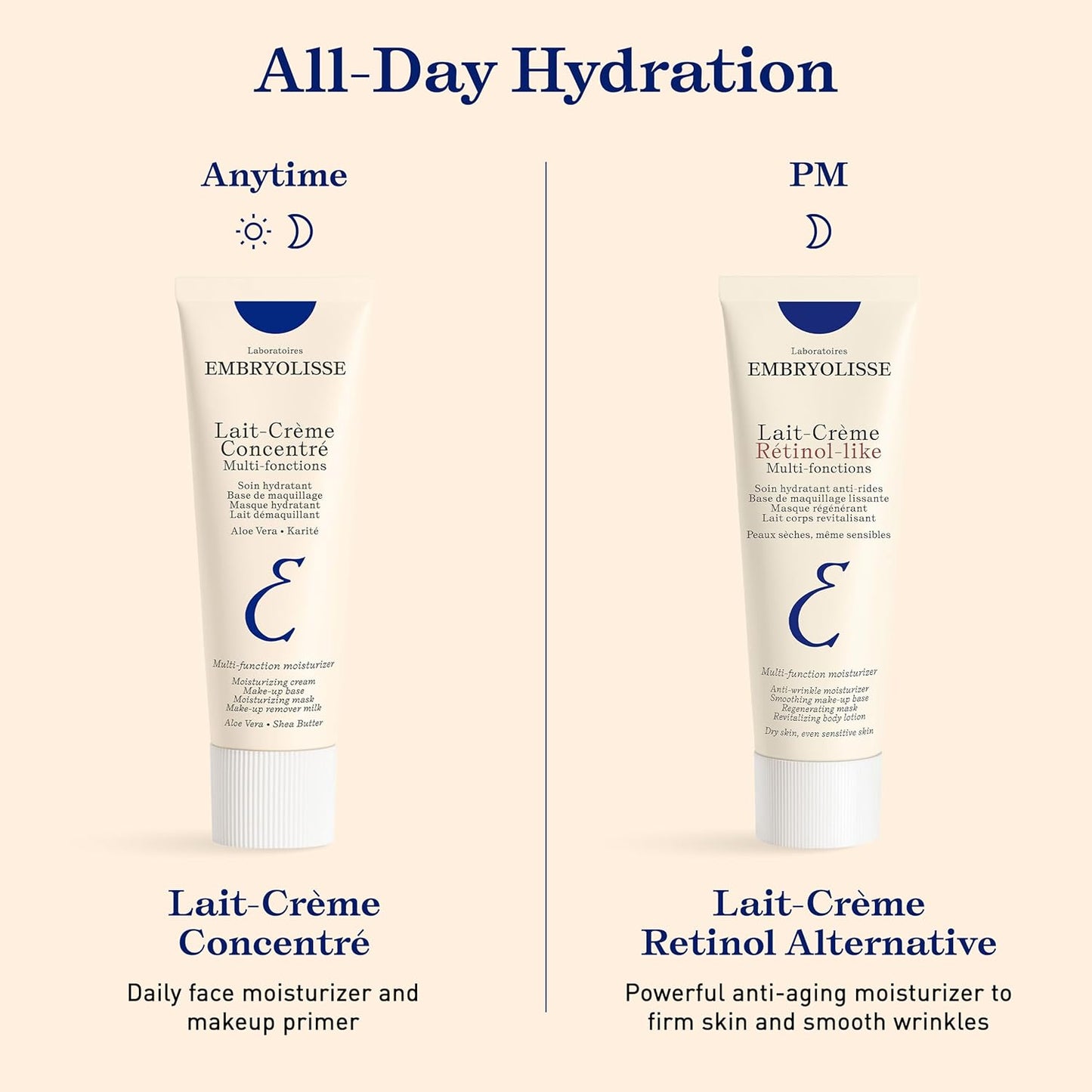 Embryolisse Lait-Crème Concentré, Multifunction Daily Face Moisturizer and Makeup Primer, Suitable for All Skin Types. French Face Cream With Shea Butter & Aloe Vera