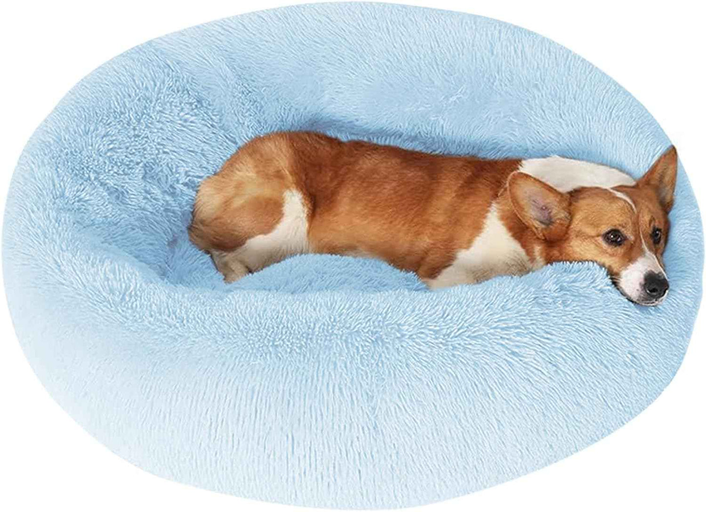 JOLLYVOGUE Dog & Cat Bed, Calming Anti-Anxiety Pet Bed for Small Dogs, Fluffy Donut Cushion for Small and Medium Pets (20")