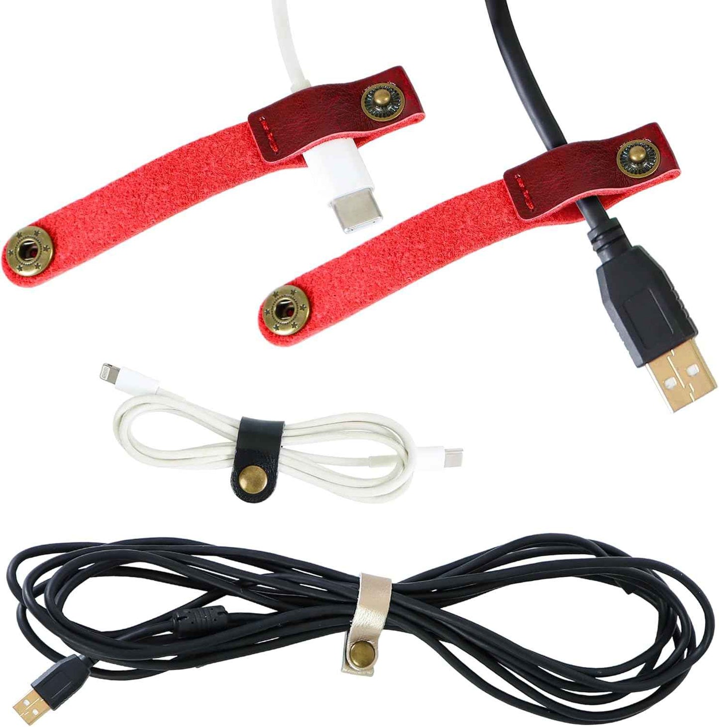 25Pcs Leather Headphone Cord Organizer Straps, Cable Holder Management for Organizing Portable Cable Earphone Wires, Stocking Stuffers Gifts for Men