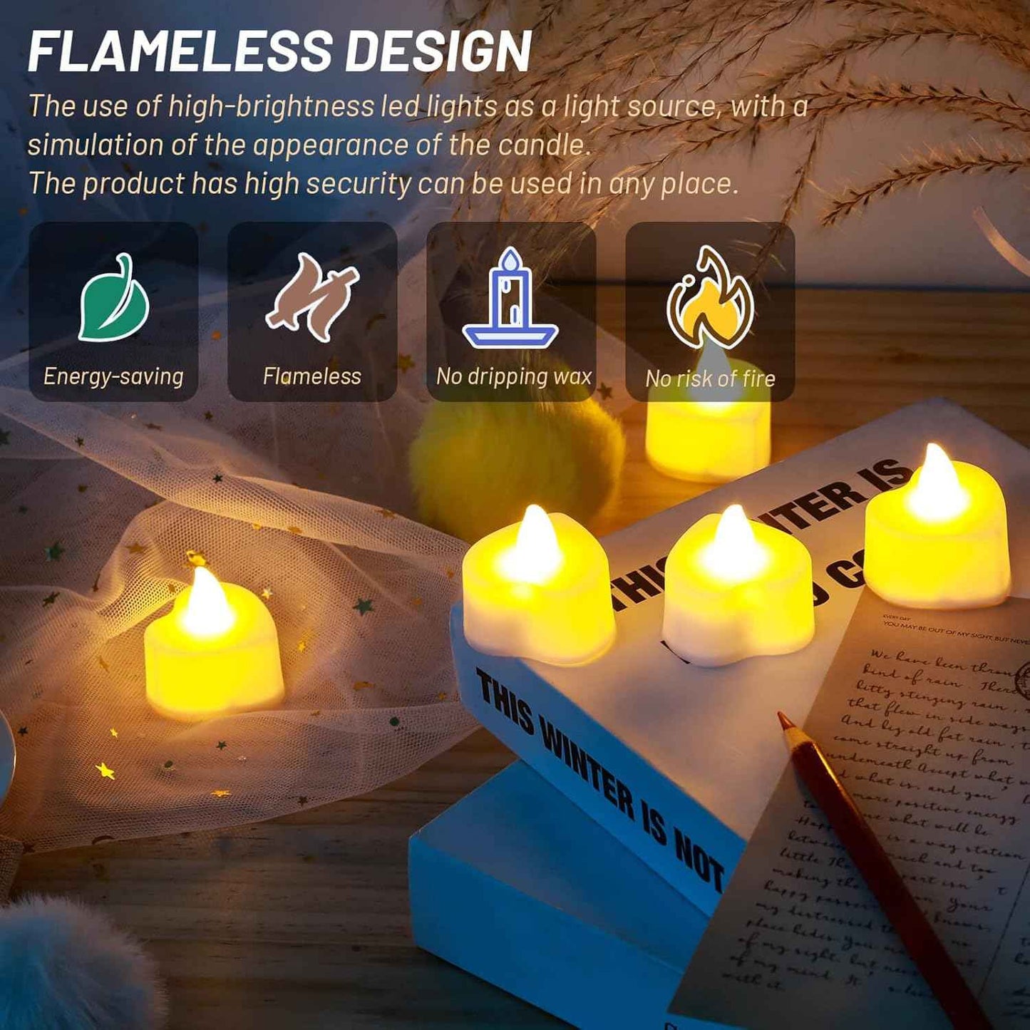 cridoz 2000 Pieces Artificial Rose Petals with 24 LED Tea Lights Candles, Romantic Decorations Special Night Set for Night, Valentine's Day, Wedding Anniversary or Table Décor, Warm White