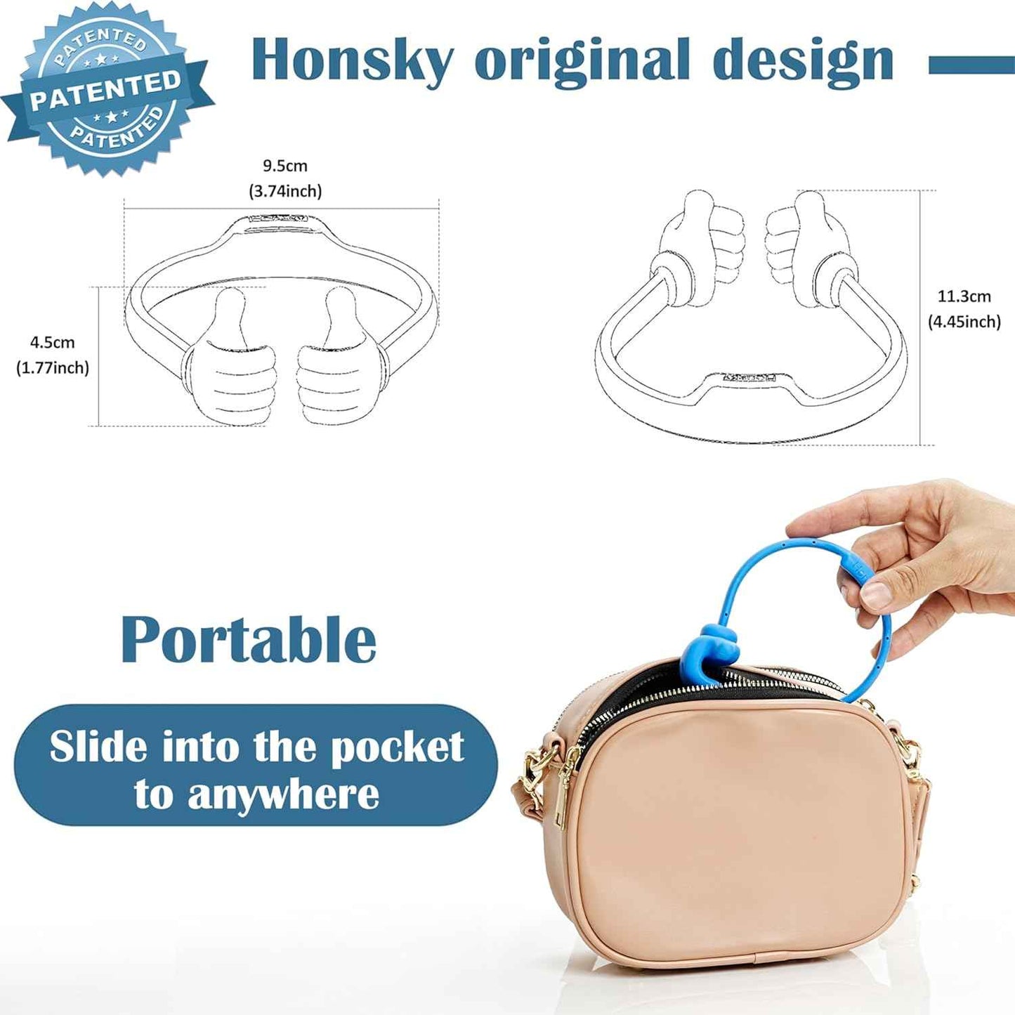 HONSKY Thumbs-Up Phone Stand for Tablets, E-Readers and Smart Phones – Green/Purple – 2 Count