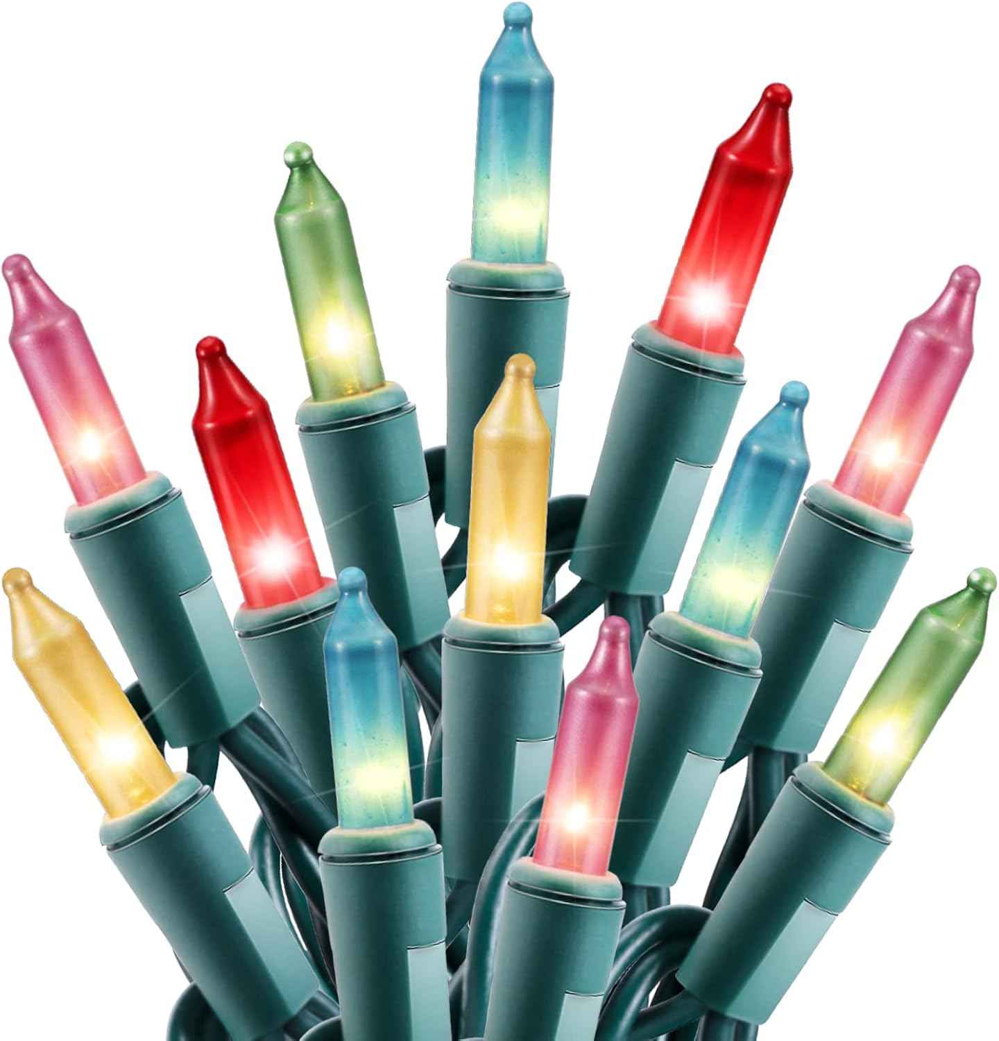 Clear Christmas String Lights, 100 Count Mini Incandescent Bulbs, 25FT Green Wire Indoor Holiday Lights