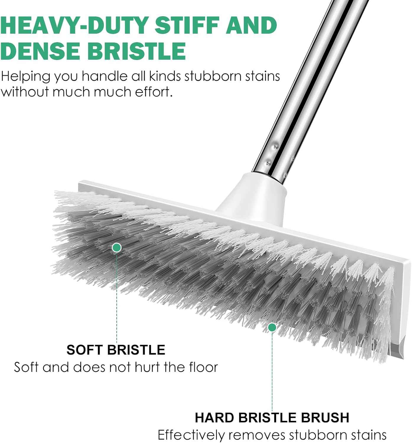 SetSail Floor Scrub Brush with 51-Inch Long Adjustable Handle 2 in 1 Scrape Brush Stiff Bristle Floor Scrubber for Cleaning Shower Bathroom Garage Kitchen Wall Deck Tub Tile