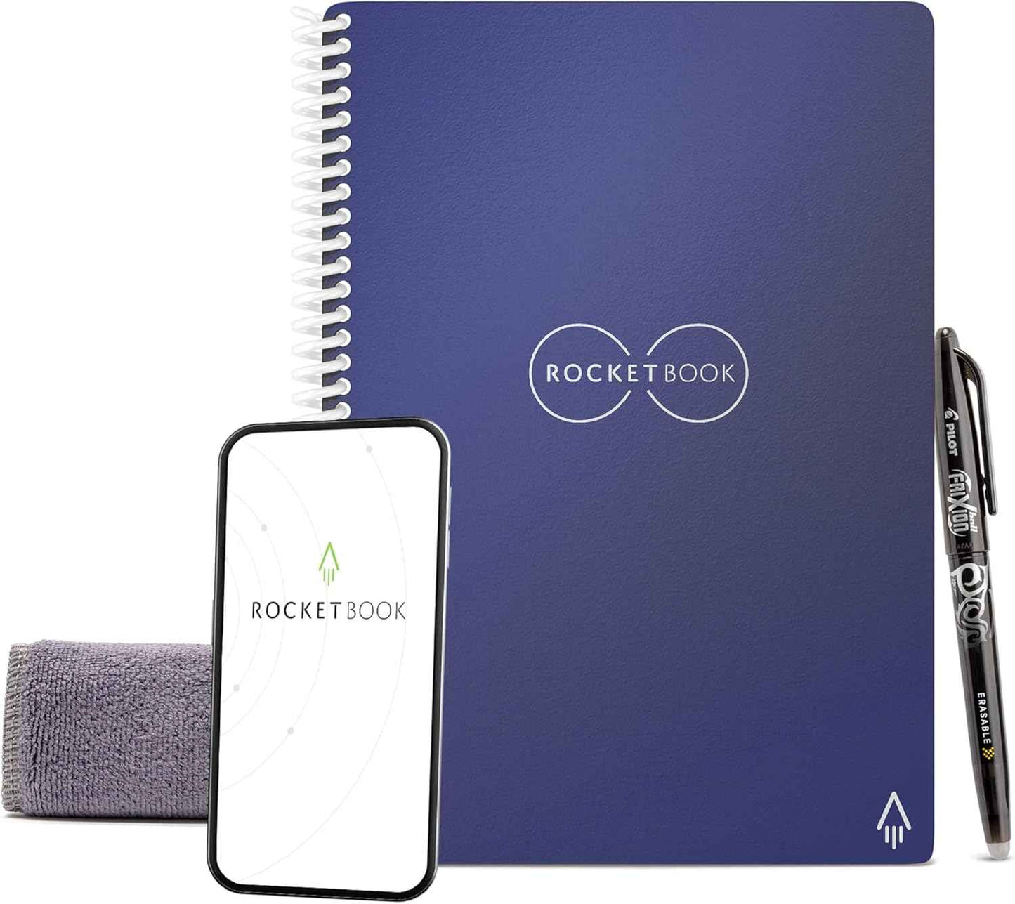 Rocketbook Core Reusable Smart Notebook, Lined Pages For School, Work and Creative Projects, Letter Size 8.5x11, Black - Premium