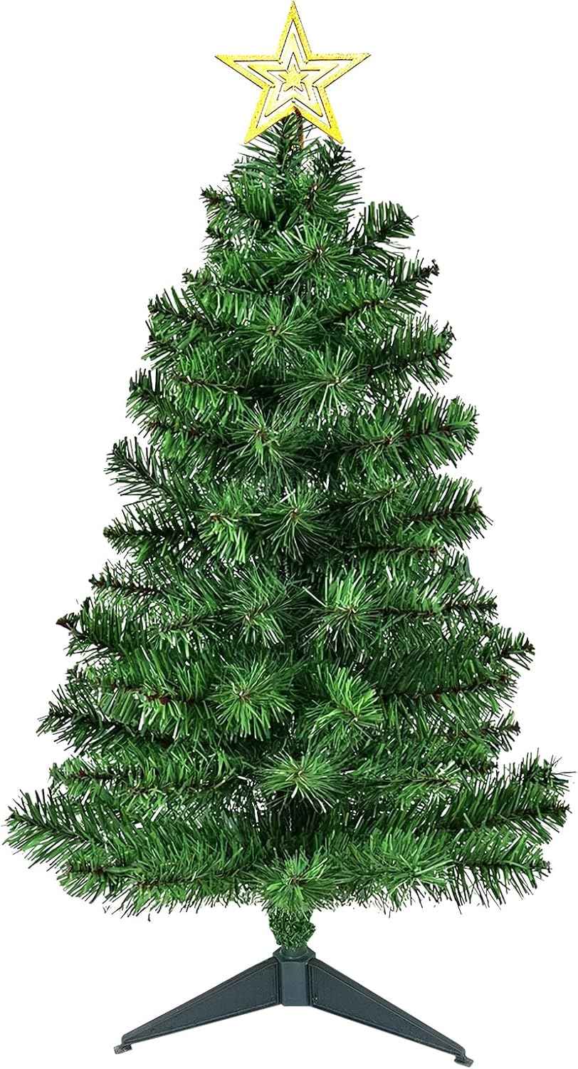 3FT Premium Hinged Artificial Holiday Small Mini Christmas Tree for Tabletop,Home, Office, Indoor and Outdoor Holiday Decoration,Easy Assembly Metal Hinges & Foldable Base