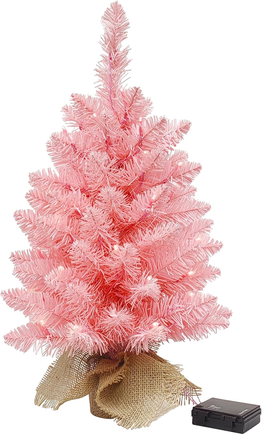 Pre-lit Mini Christmas Tree, 2ft Christmas Tree with 50 Led Warm Lights, Artificial Christmas Tree with 72 Branch Tips, Battery Operated Small Xmas Tree for Table Desk Best Holiday Home Decorations