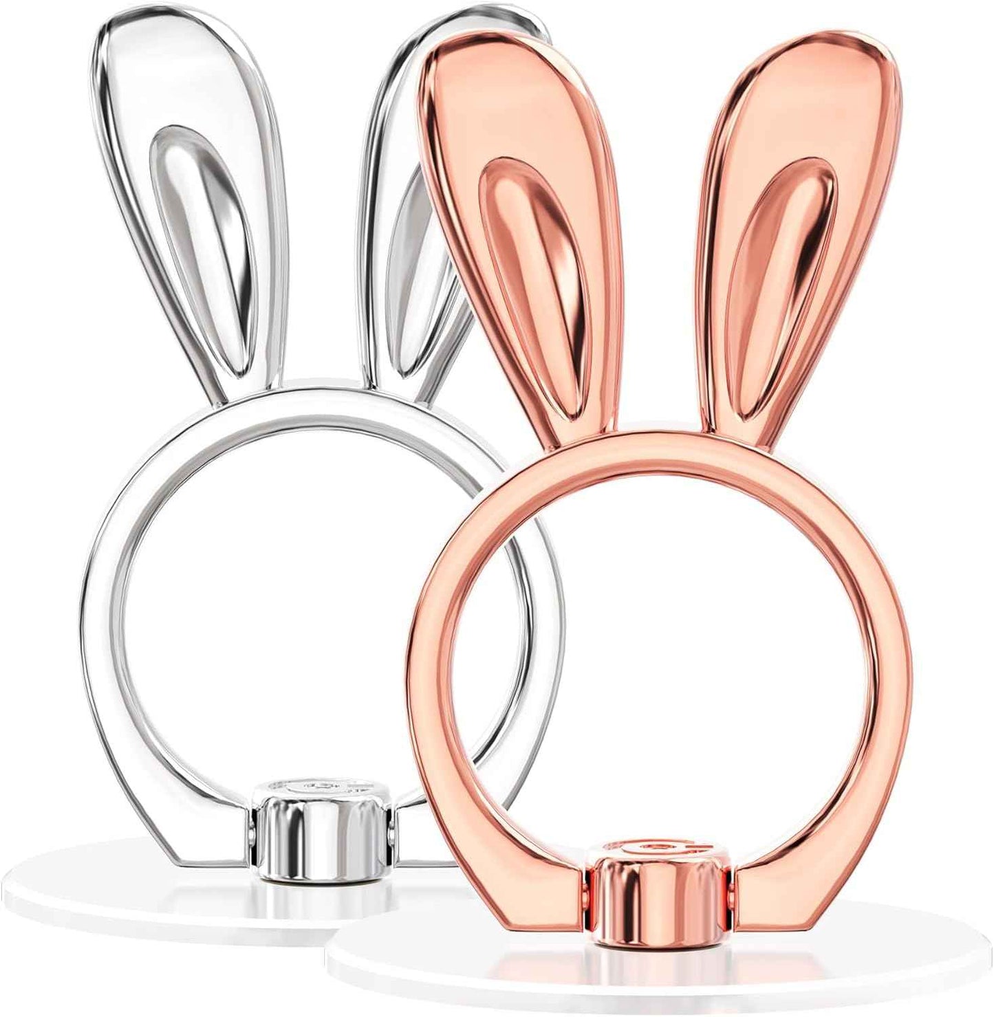 Cat Phone Ring Holder - EI Sonador Clear Cell Phone Ring Holder Transparent Stand Finger Grip (1 Silver + 1 Rose Gold Cat)