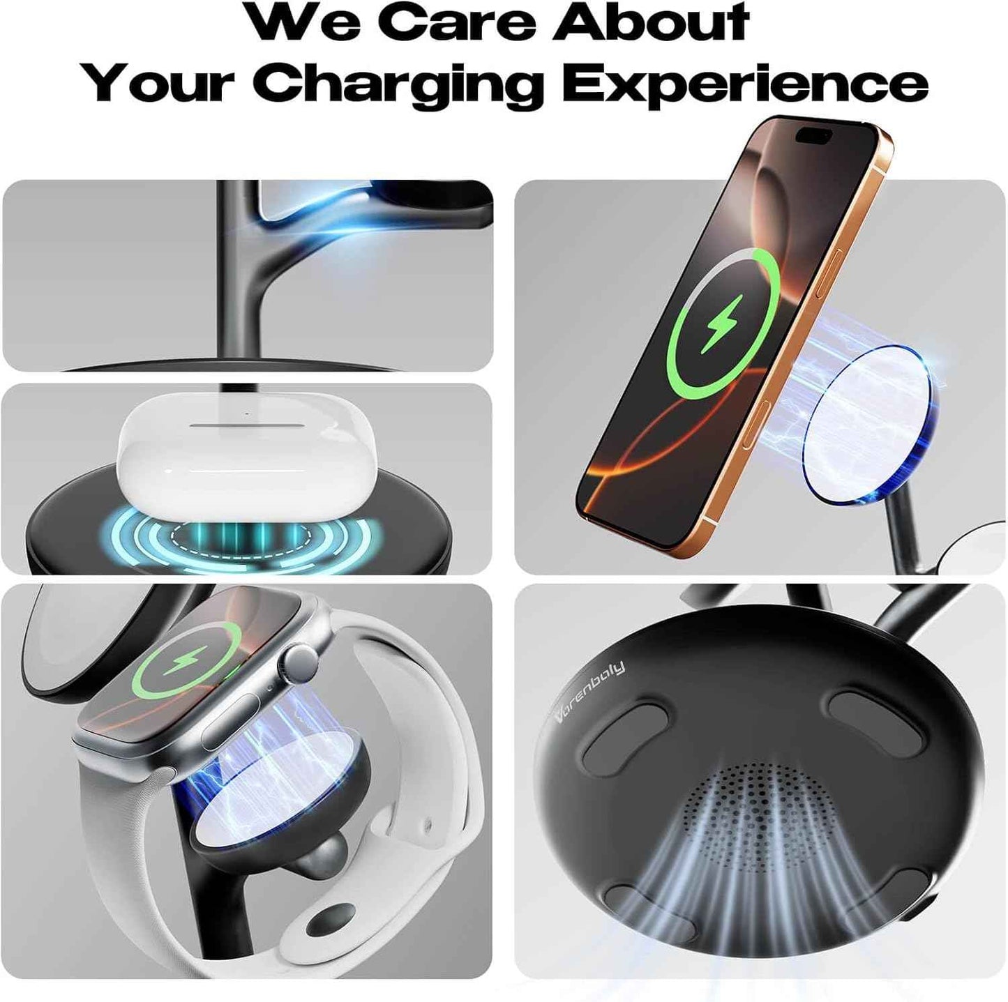 Magnetic Charger for iPhone Charging Station, Mag-Safe Phone Charger for iPhone 17 16 15-12 Series οΌfor Airpods Apple Watch and Phone Charging Stand