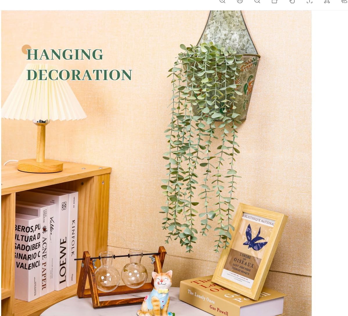 Der Rose 1Pcs Fake Plants Hanging Artificial Potted Faux Eucalyptus Plants for Vintage Boho Farmhouse Bathroom Office Desk Wall Book Shelf Room Accessories Decor Indoor - Rayz Mart