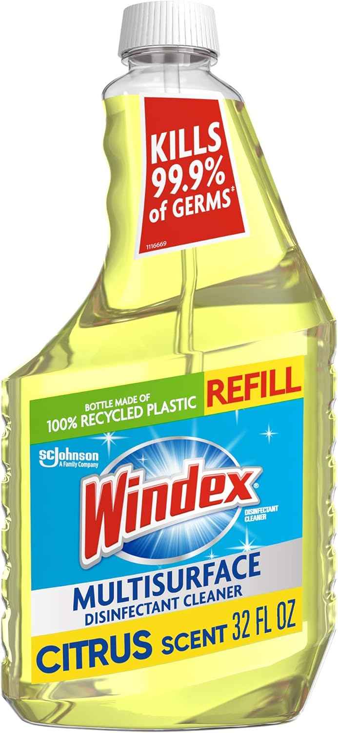 Windex Multipurpose Cleaner Disinfectant Spray Bottle, Packaging Designed to Prevent Leakage and Breaking, Surface Cleaning Spray, Citrus Fresh Scent, 23 Fl Oz