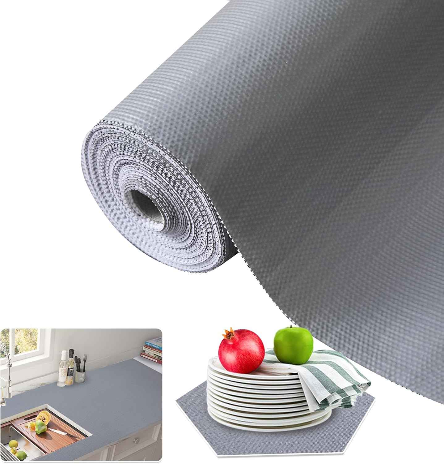 Beautysaid Shelf and Drawer Liner for Kitchen Cabinet, Non Adhesive Non Slip Shelf Paper Waterproof Washable Thickened for Dresser Pantry Shelve Bathroom Protector Liner(White,12 in x 10 FT)