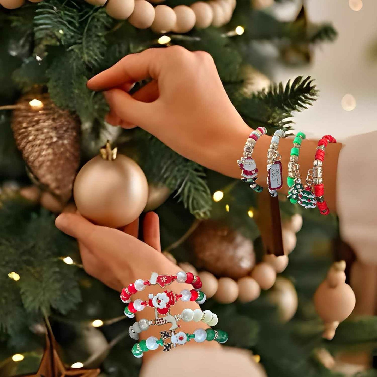 Bovemee 8pcs Christmas Bracelets For Women Gifts Merry Christmas In July Decorations Holiday Party Favors Stocking Stuffers Crafts Jewelry Bracelet
